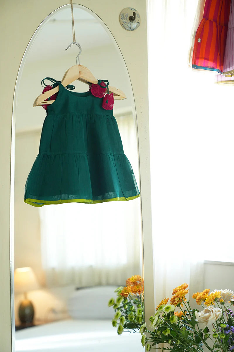 Panna Green Sleeveless Infant Tiered Dress