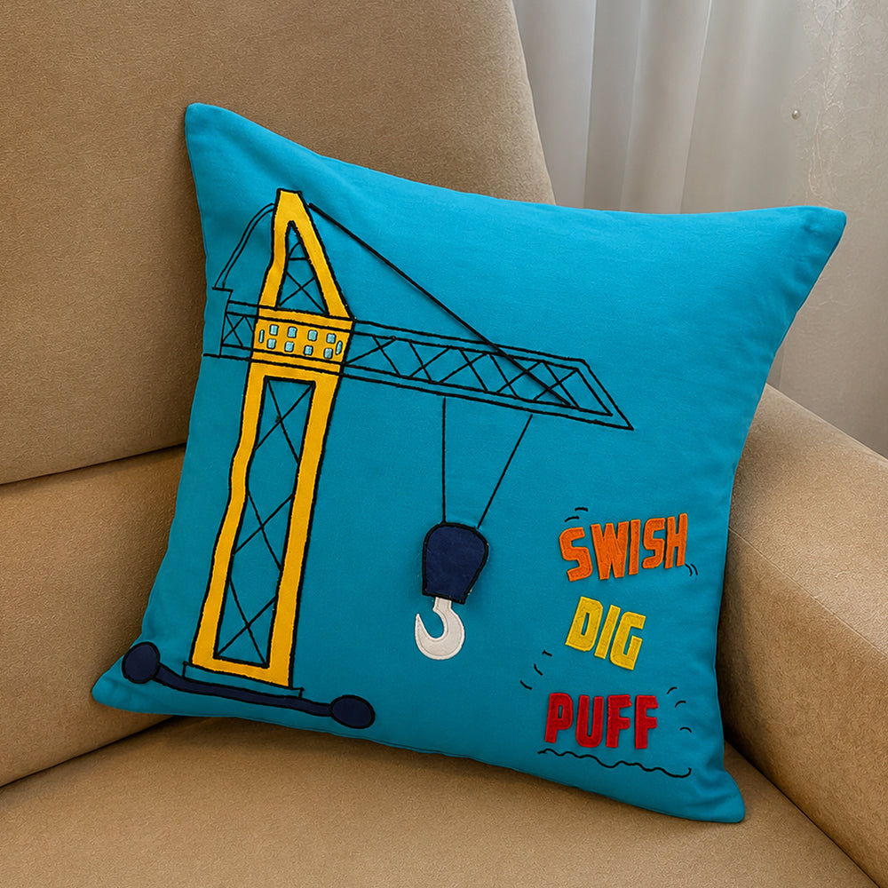 Boys N Toys Swish Dig Puff Blue Cushion