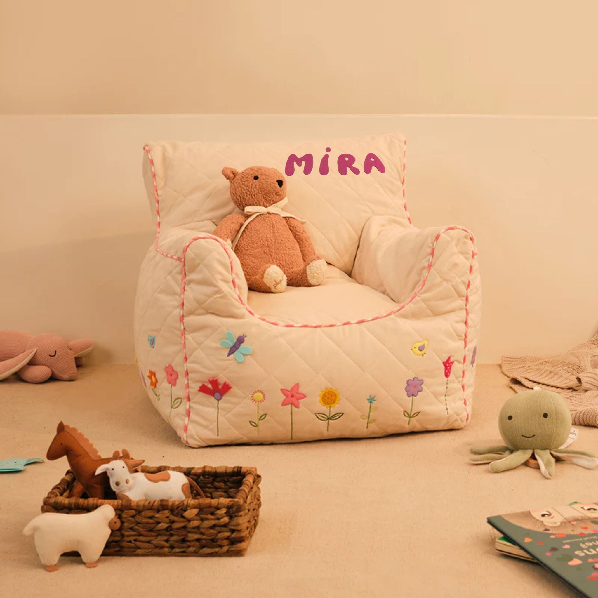 FLOWER GARDEN QUILTED - BEAN CHAIR COVER