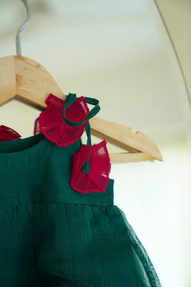 Panna Green Sleeveless Infant Tiered Dress