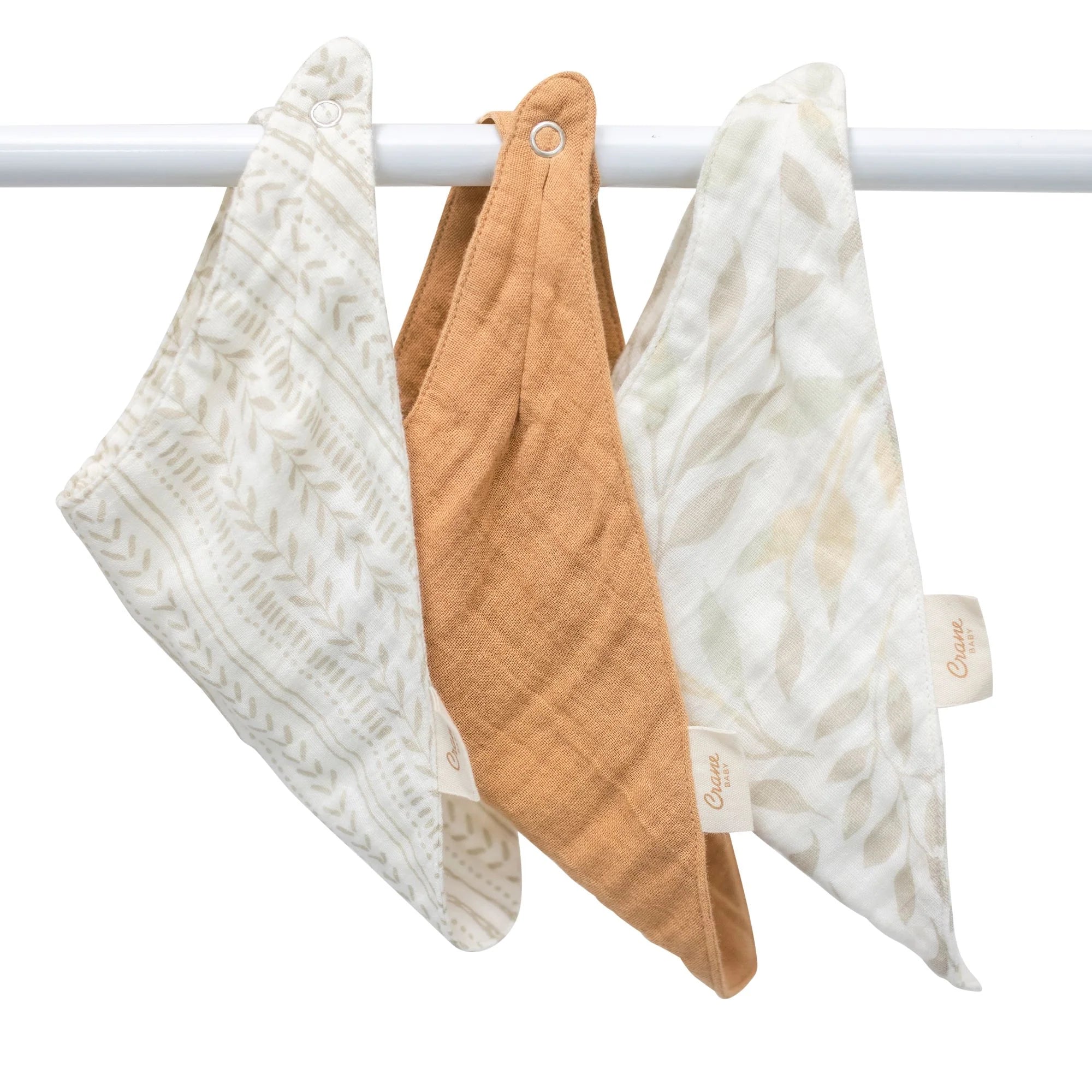 Crane Baby Bandana Bib Set - Willow Multicolor Leaf