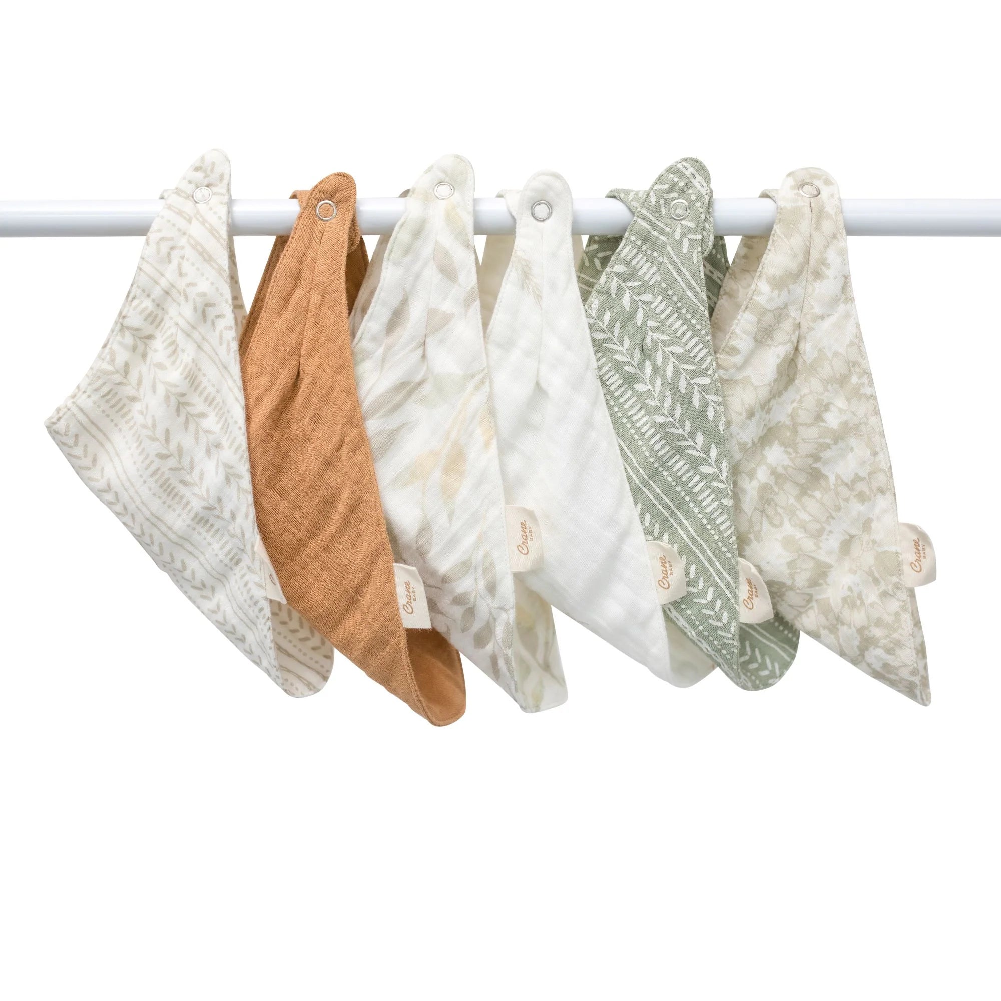 Crane Baby Bandana Bib Set - Willow Multicolor Leaf