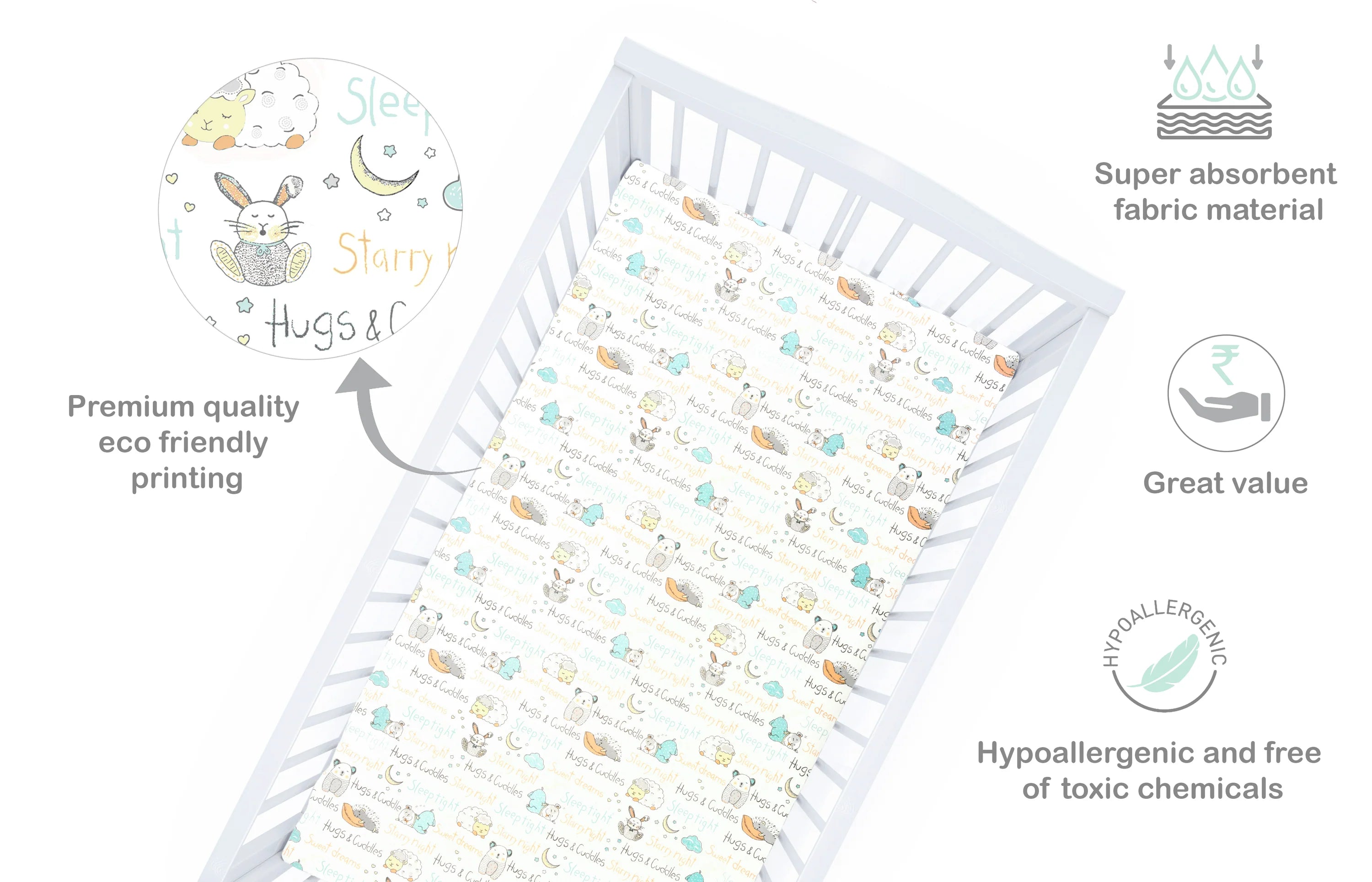 Flat Sheet (Set of 2) Sleepy Friends