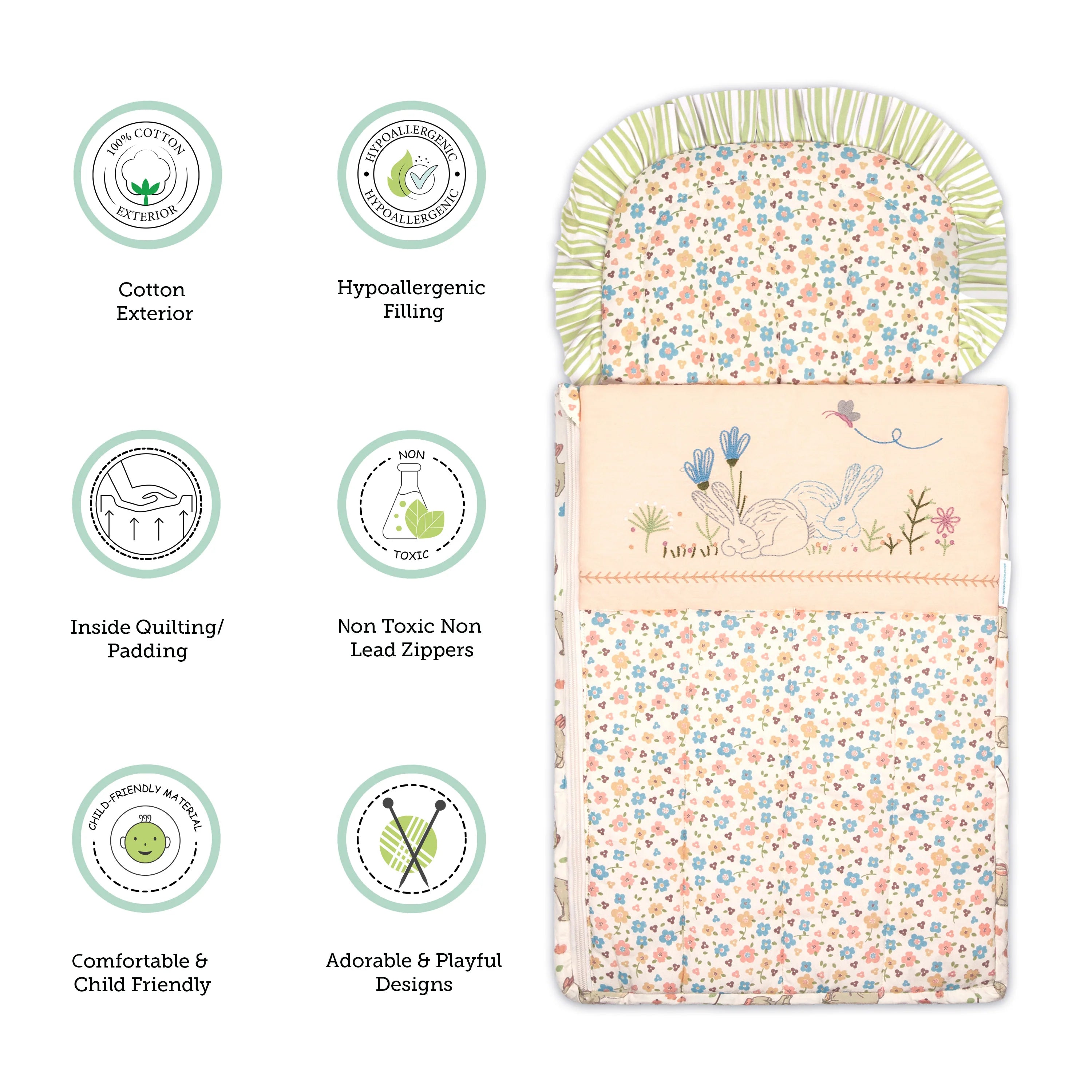 Quilted Nest Bag - Bunny Garden