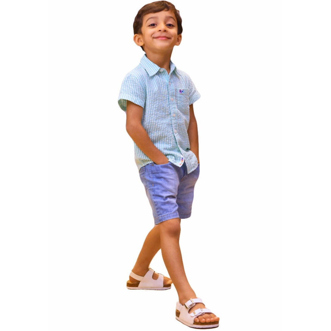 Boys Candy Pastel Blue Seersucker Shirt