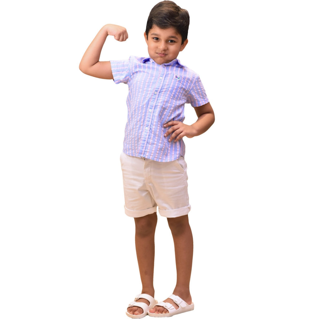 Boys Blue/Pink Seersucker Shirt