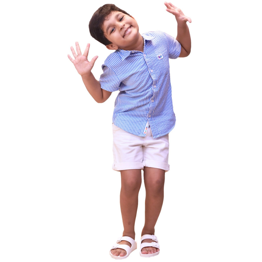 Boys Blue Seersucker Shirt