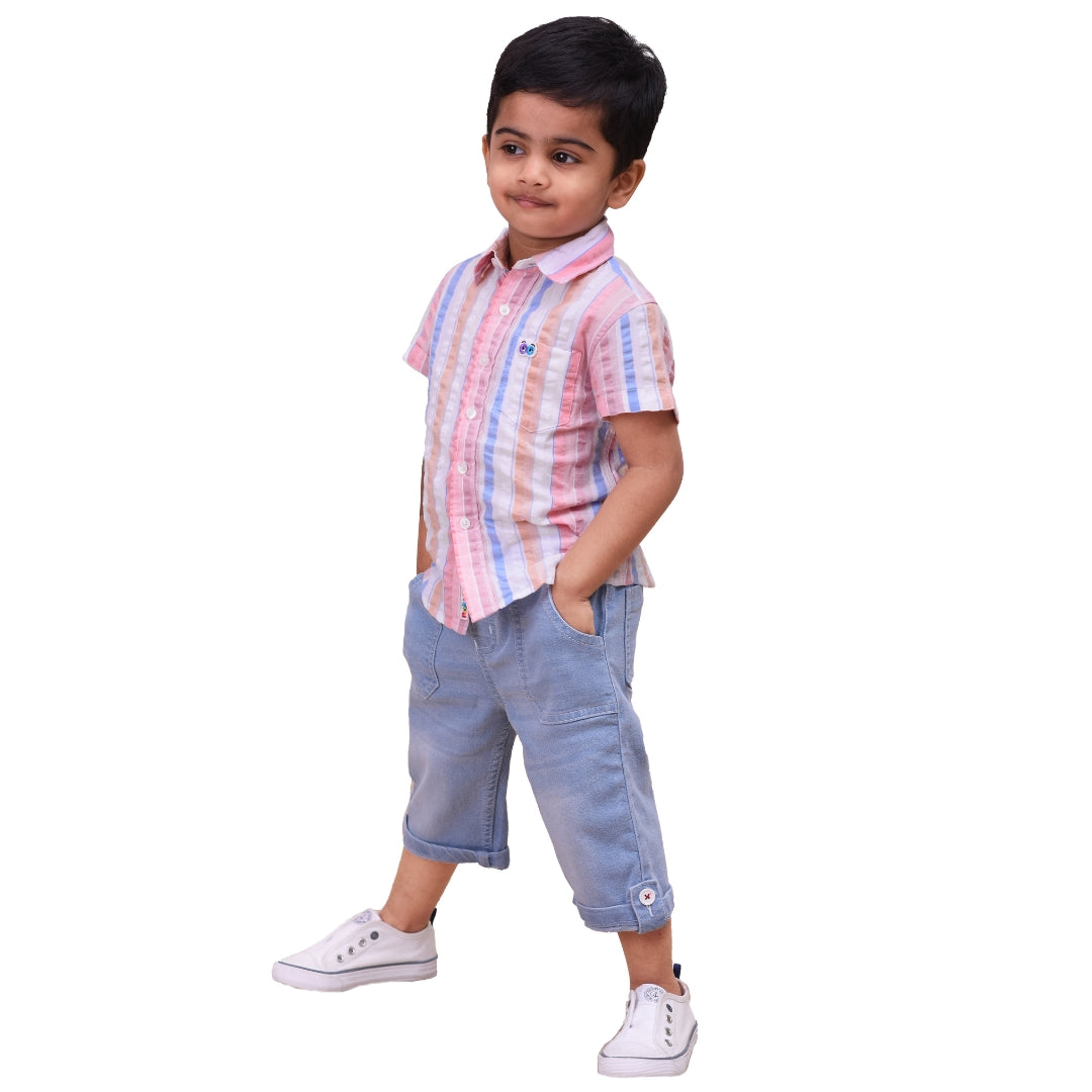 Boys Candy Multi Color Seersucker Shirt