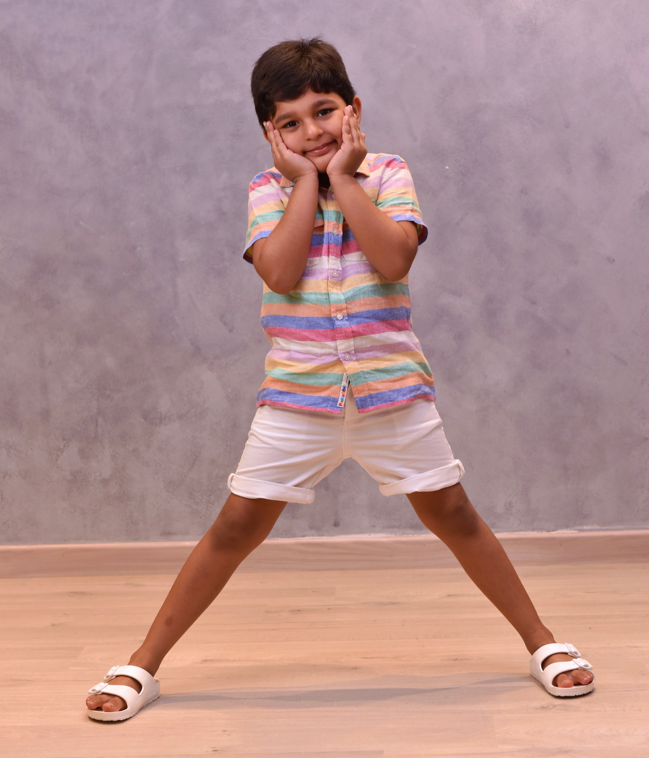 Boys Jujubes Multi Color Linen Shirt