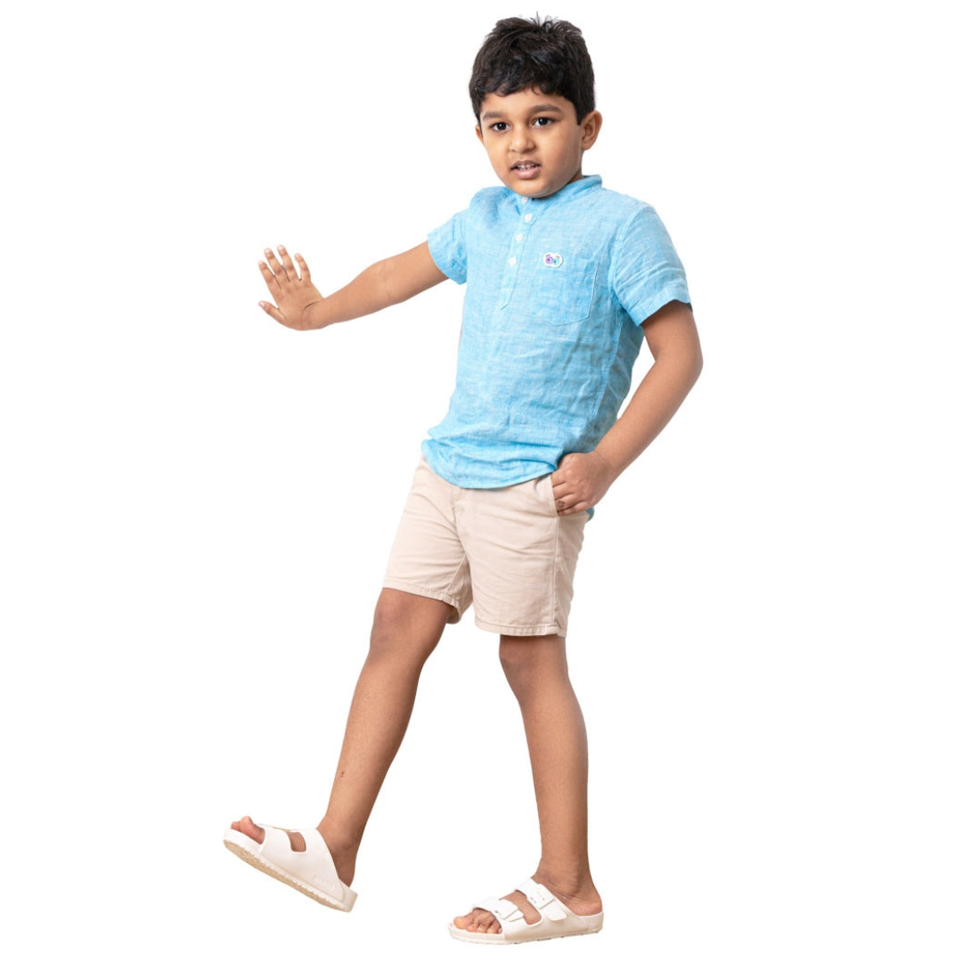 Boys Jujubes Blue Linen Shirt