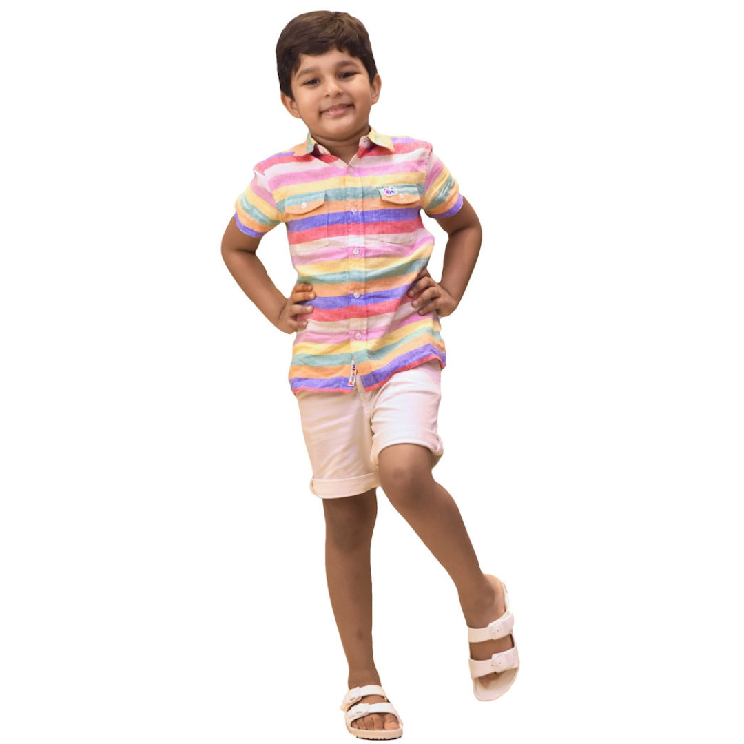Boys Jujubes Multi Color Linen Shirt