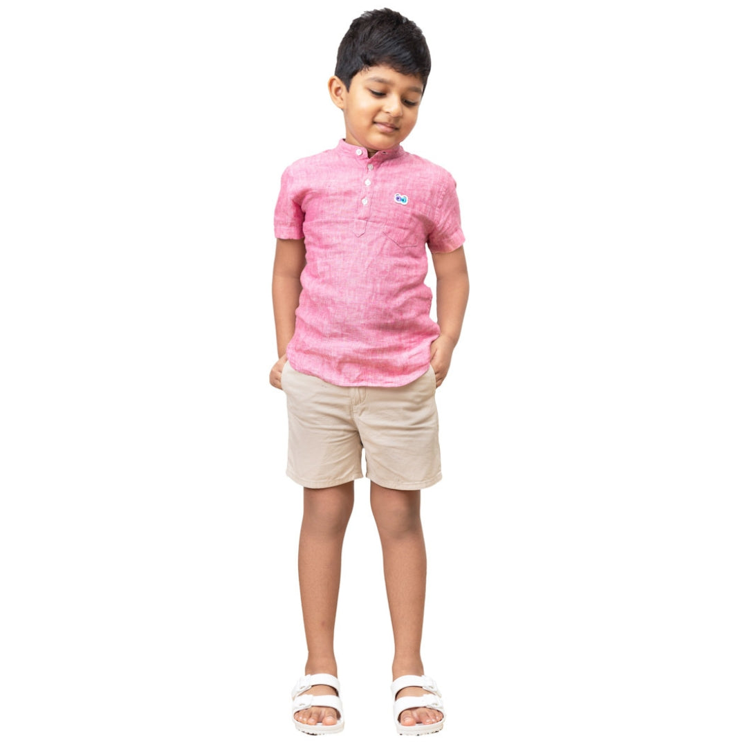 Boys Jujubes Pink Linen Shirt