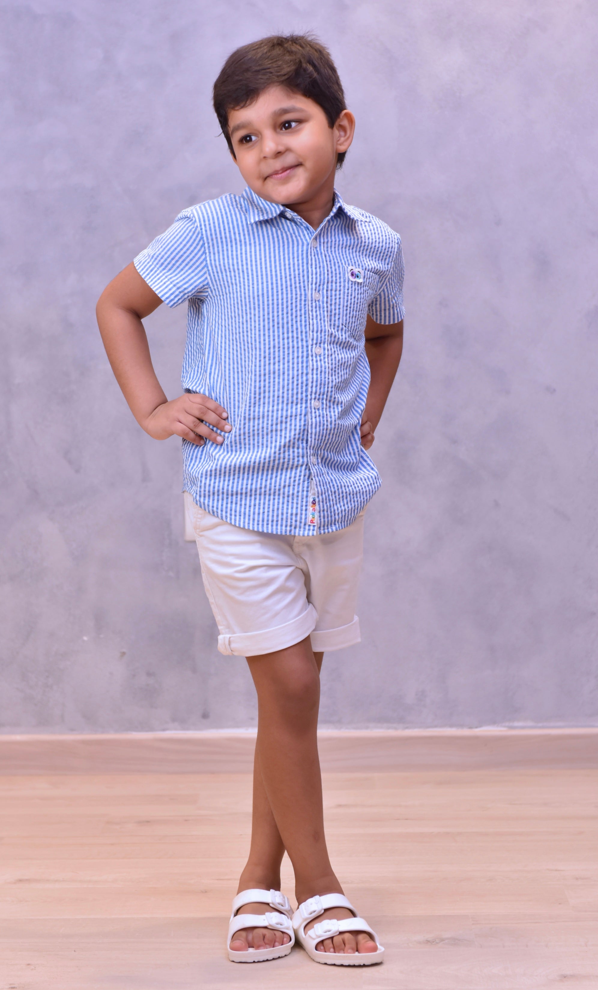 Boys Blue Seersucker Shirt