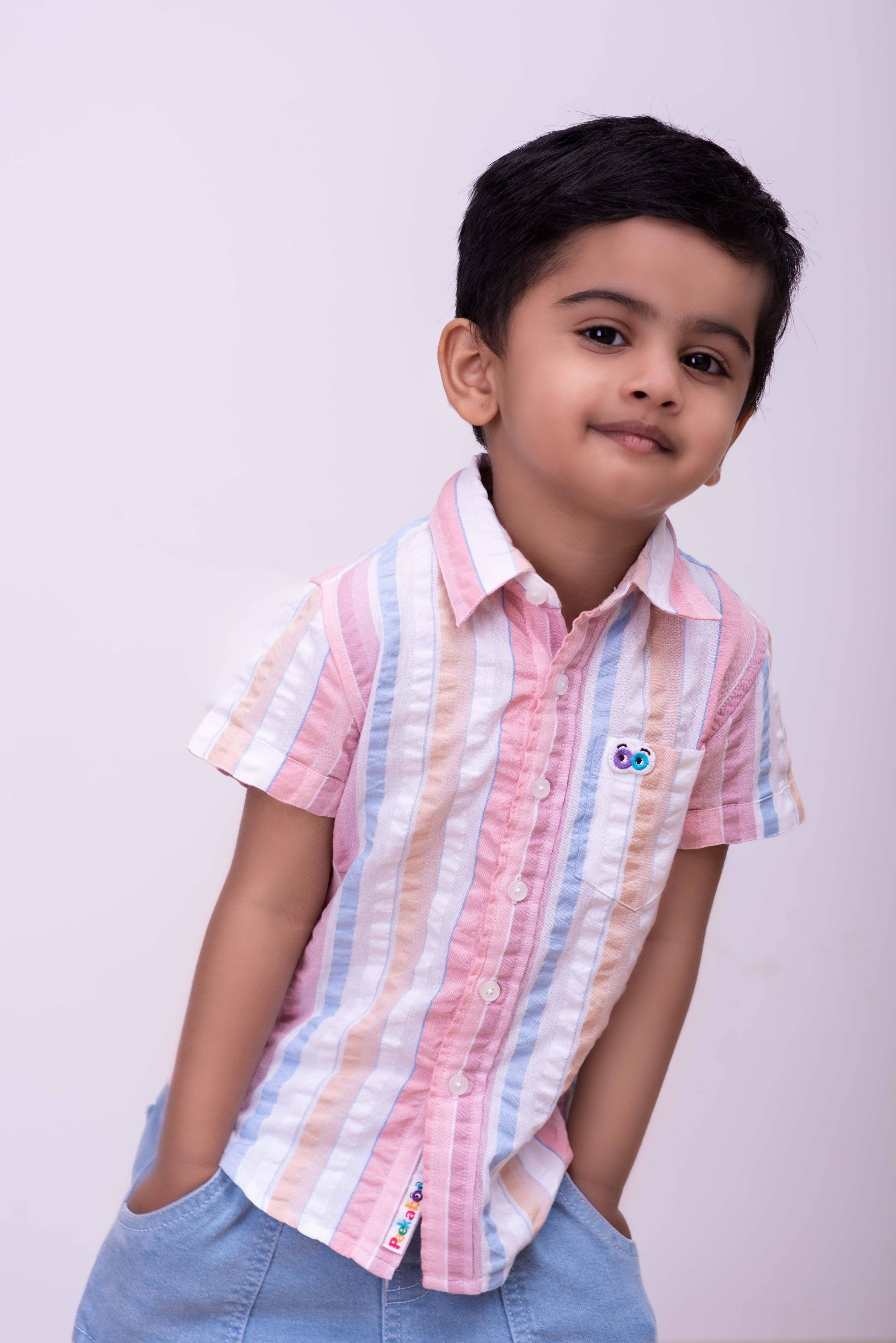 Boys Candy Multi Color Seersucker Shirt