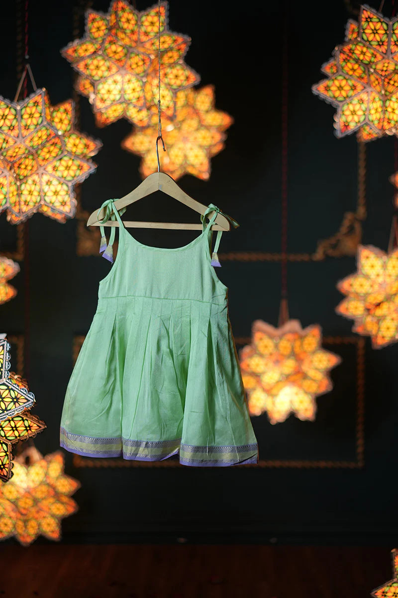 Sadabahar sleeveless infant pleated dress