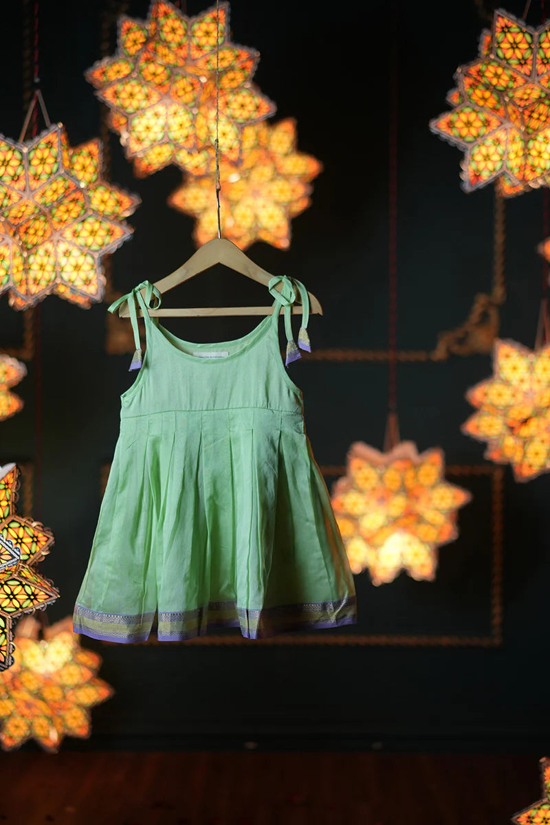 Sadabahar sleeveless infant pleated dress