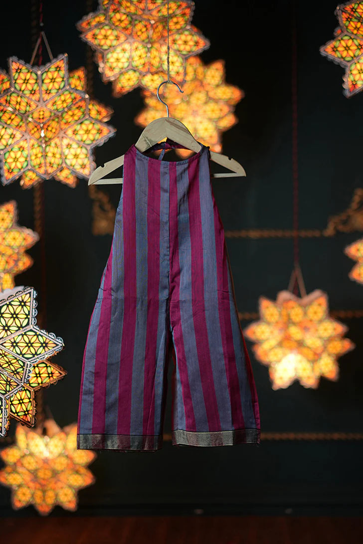 Gulkhaira Girls Ethnic Striped Jumpsuit