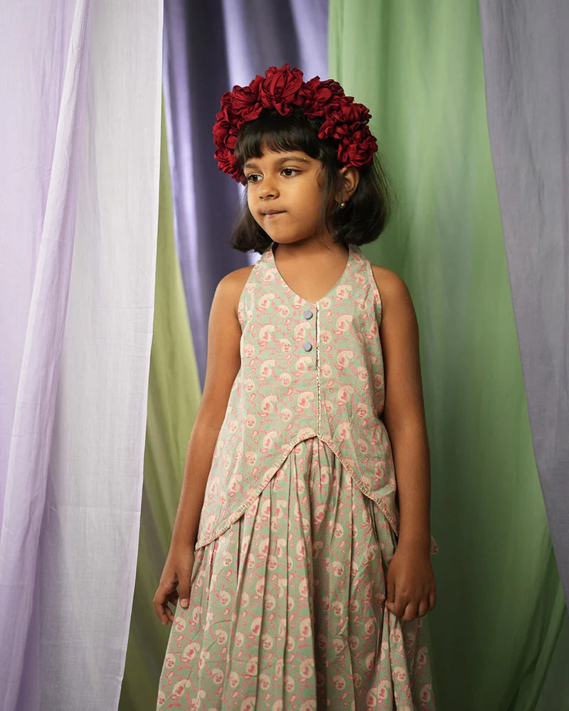 Paisley Heart Girls Ethnic Wear Lehenga