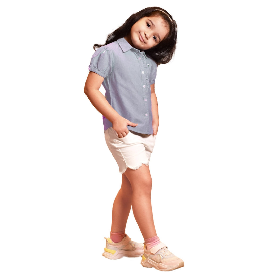 Girls Ash Grey Cotton Blouse