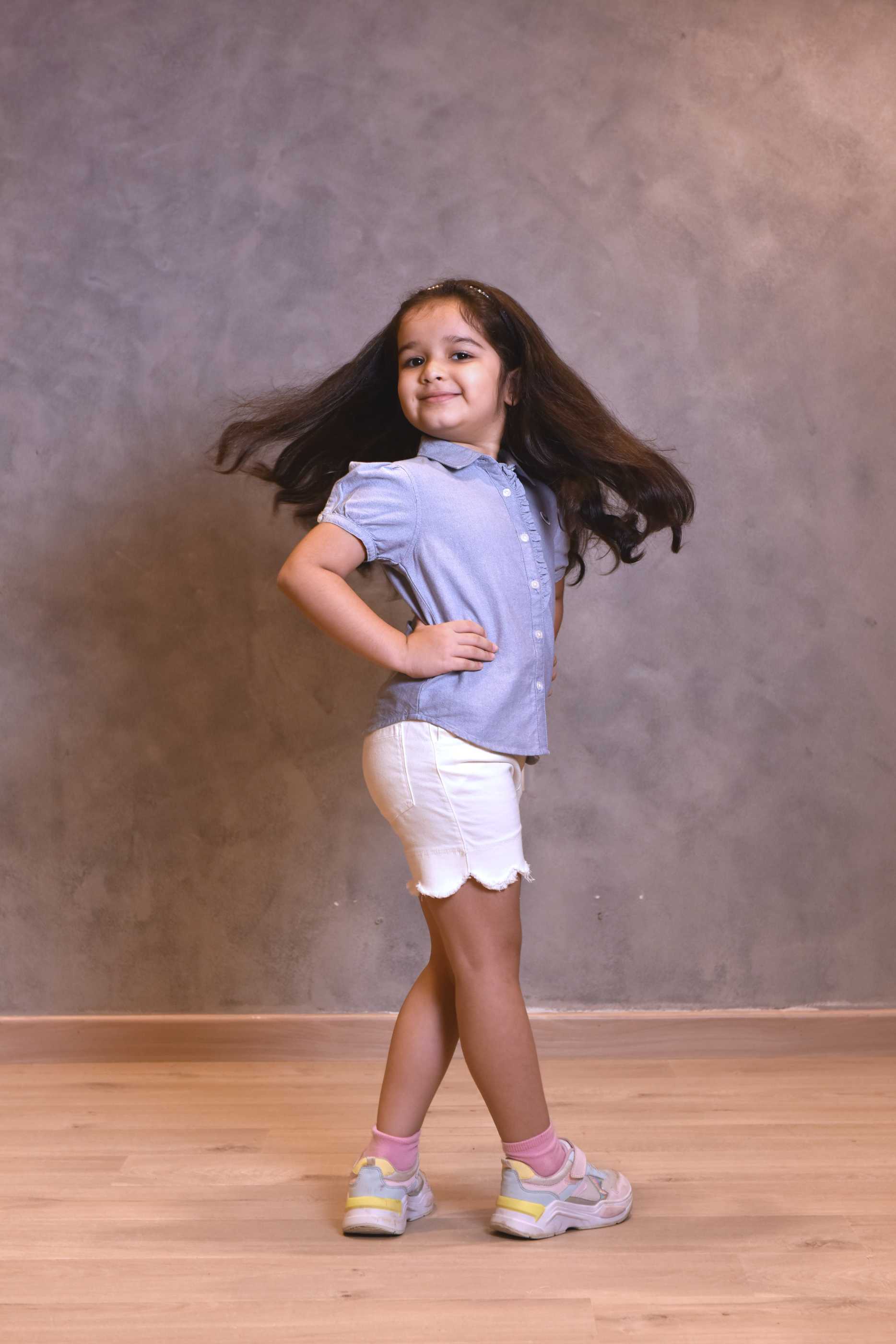 Girls Ash Grey Cotton Blouse