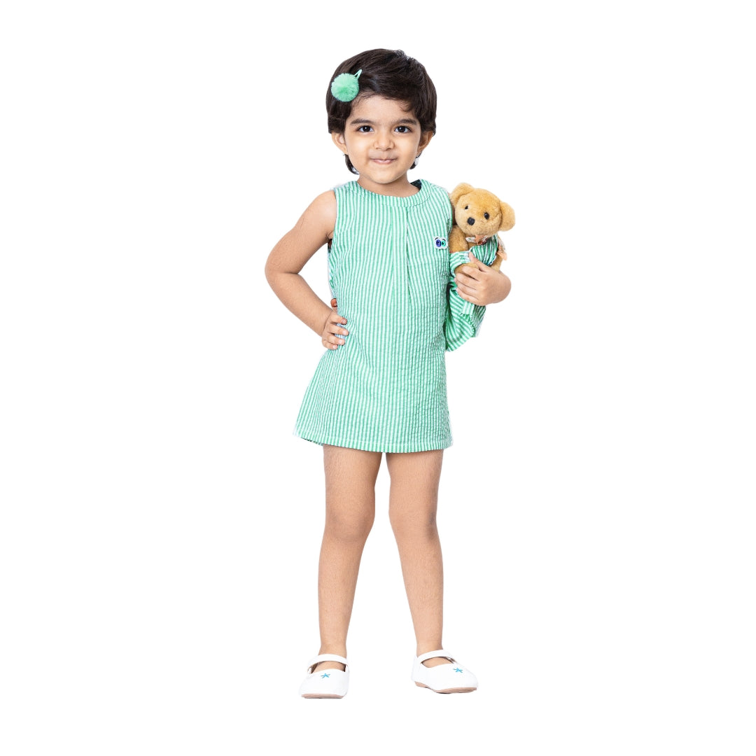 Girls Green Seersucker Dress
