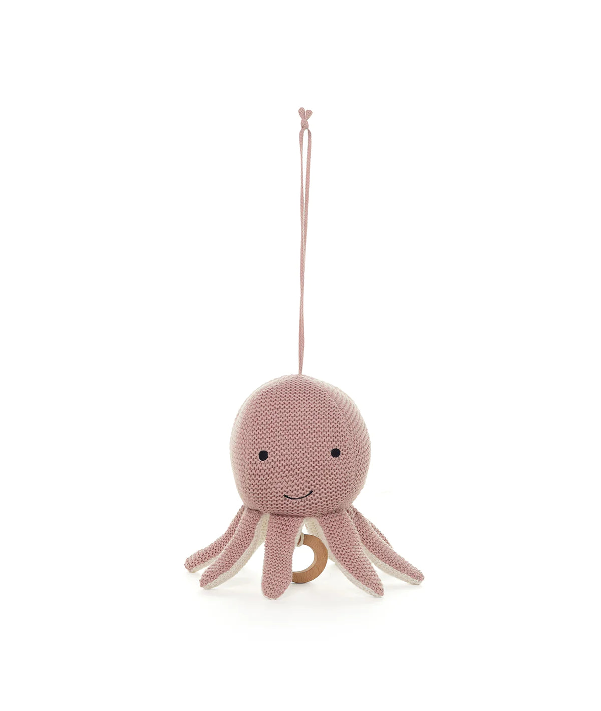 Ozy Octopus Cotton Knitted Stuffed Soft Music Toy (Cameo Pink & Ivory)
