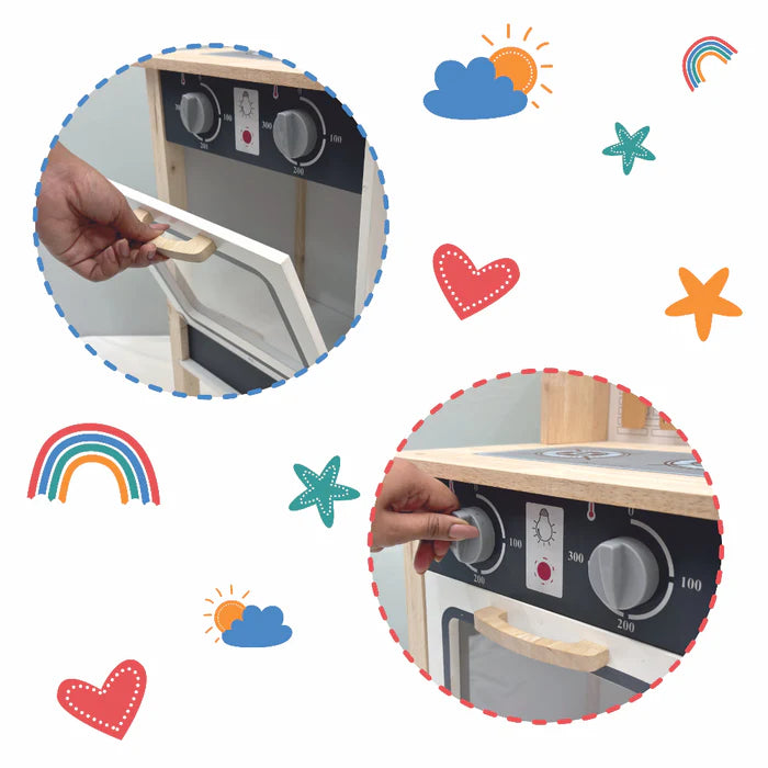 Open Ended Tiny Chef's First Wooden Kitchen (8 Accessories included)