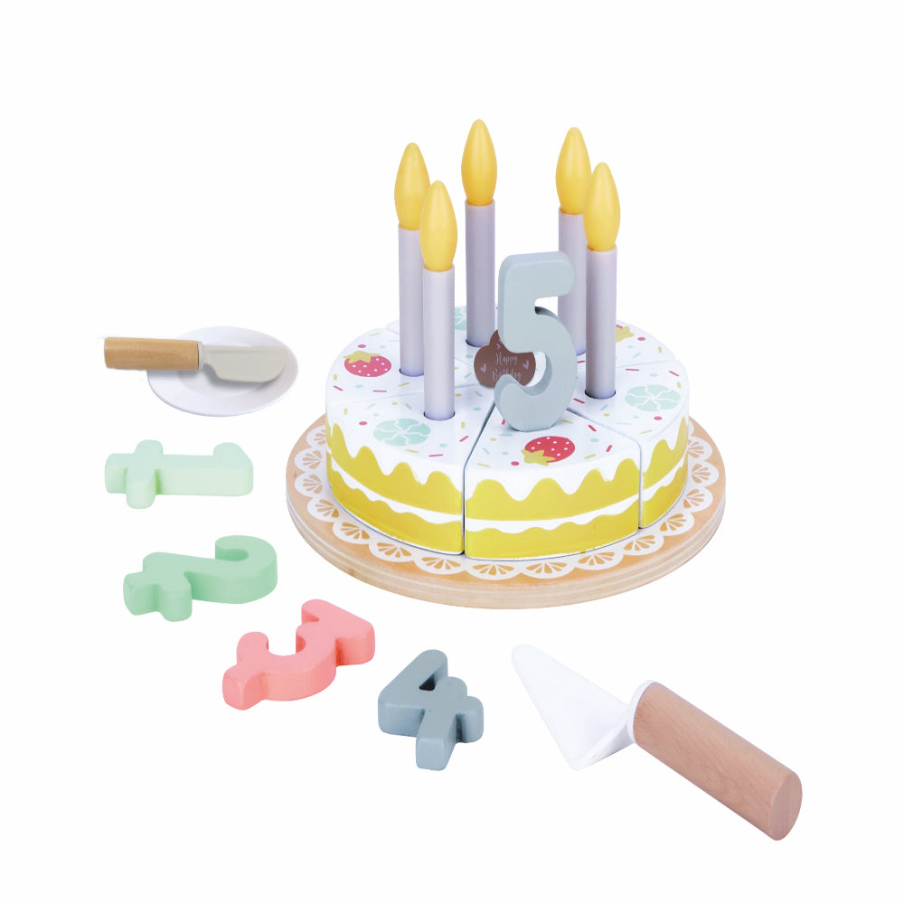 Open Ended Wooden Birthday Cake Set -21 Pieces-Pretend Play-Open Ended-Toycra