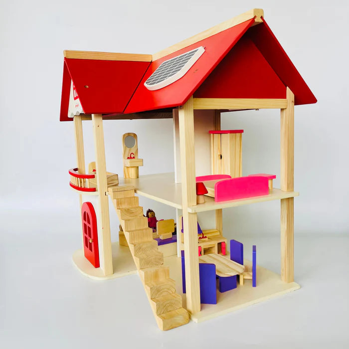 Open Ended Wooden Dollhouse - Redwood Cottage