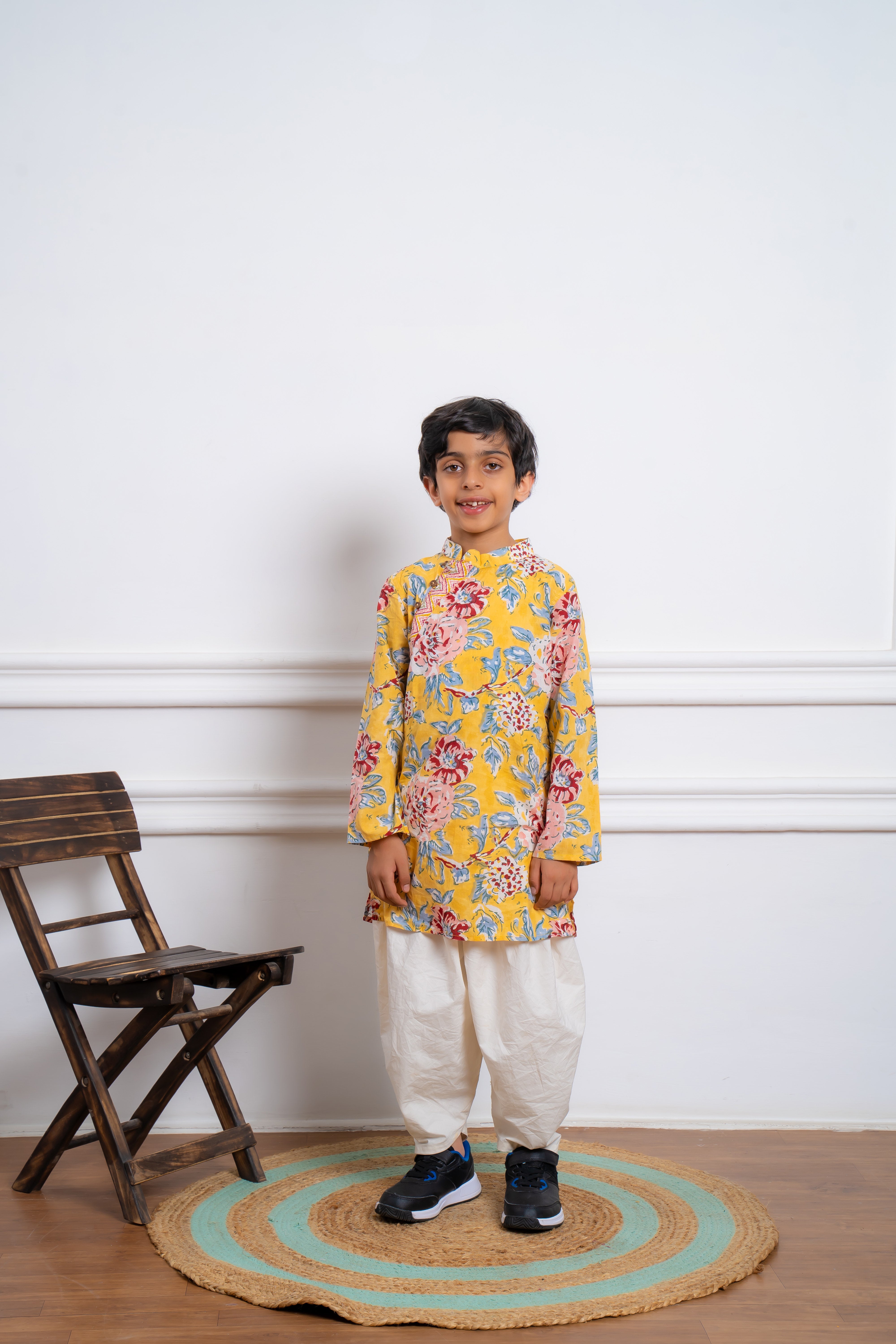 Floral Kurta Set - Yellow