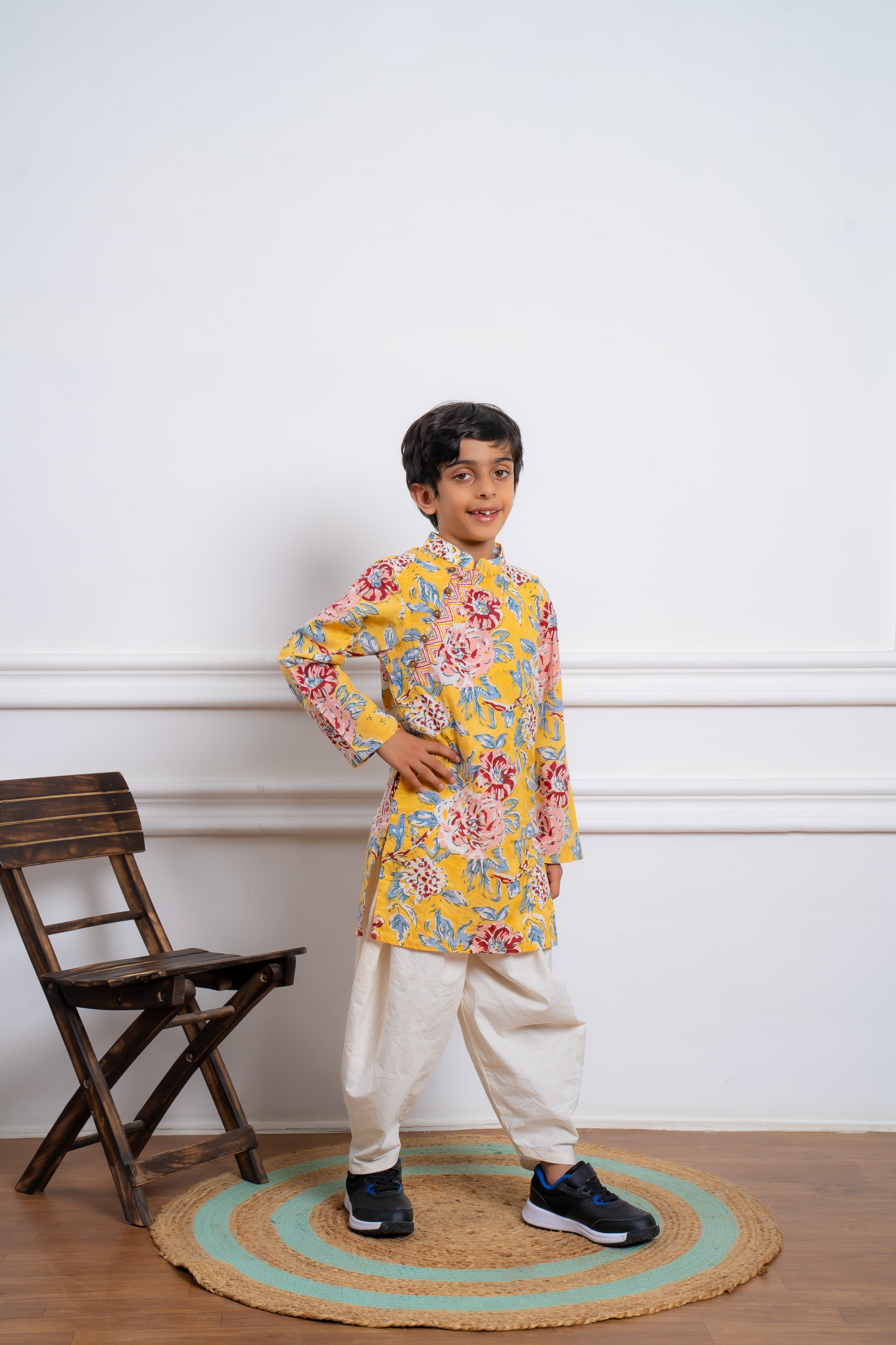 Floral Kurta Set - Yellow