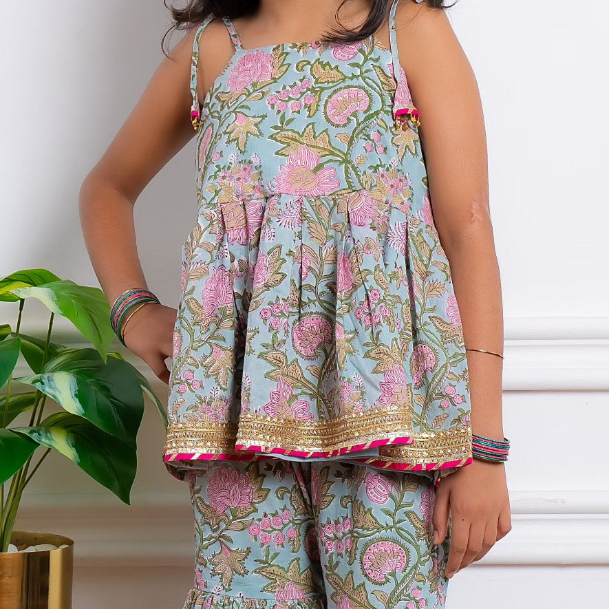 Floral Block Print Sharara