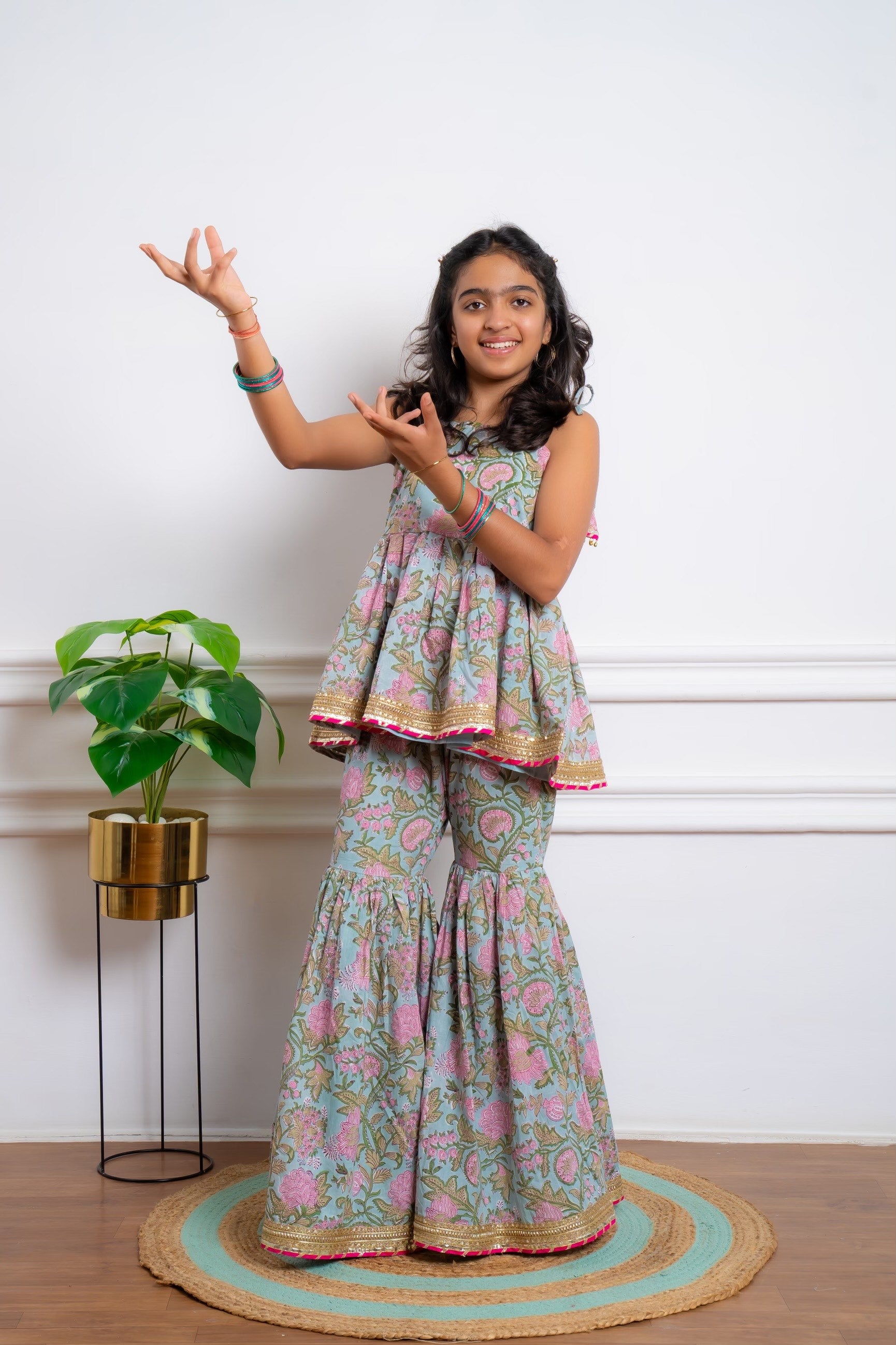 Floral Block Print Sharara