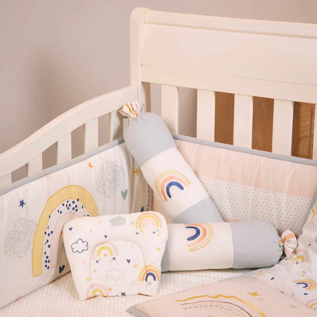 6 Piece Baby Cot Bedding Set - Rainbow