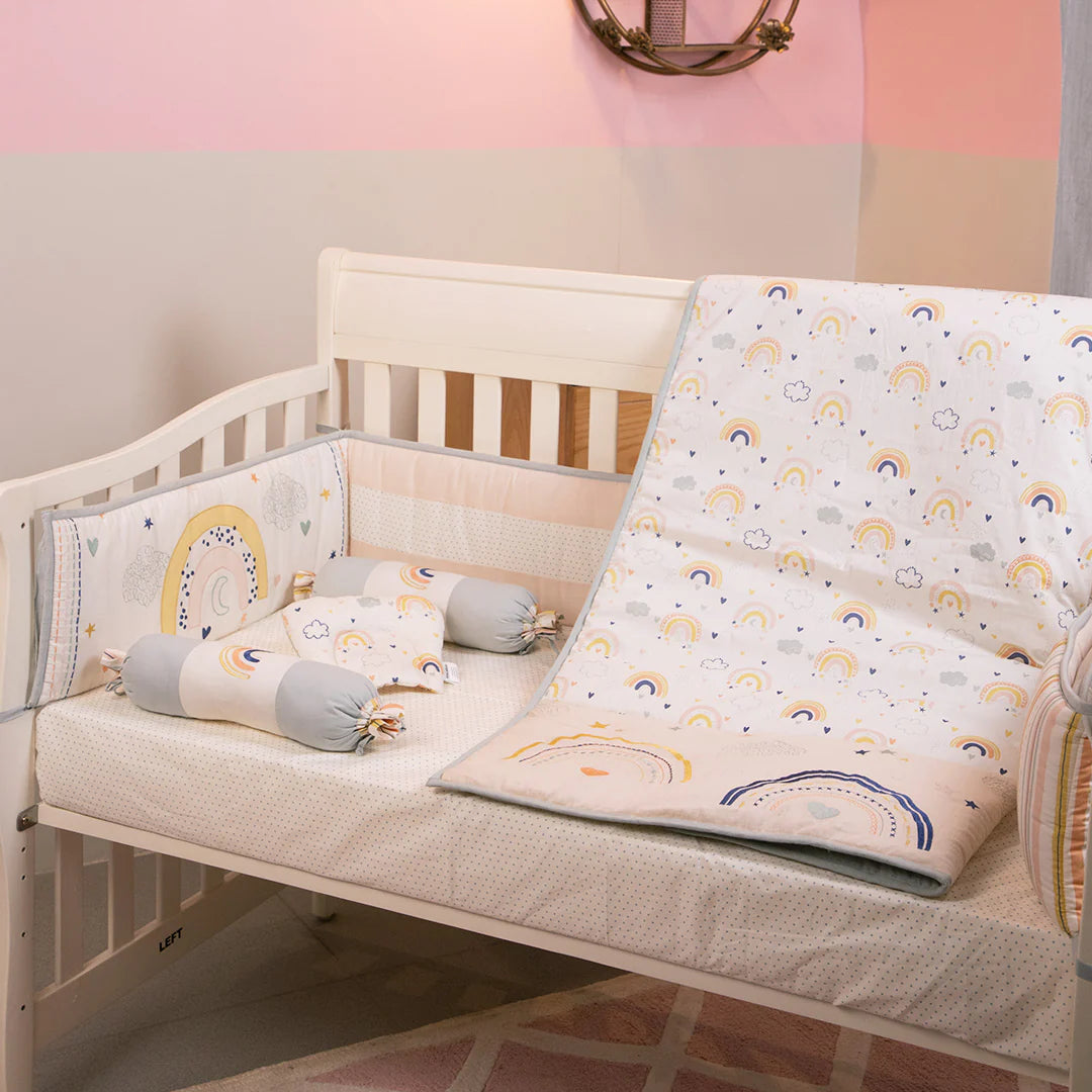 6 Piece Baby Cot Bedding Set - Rainbow