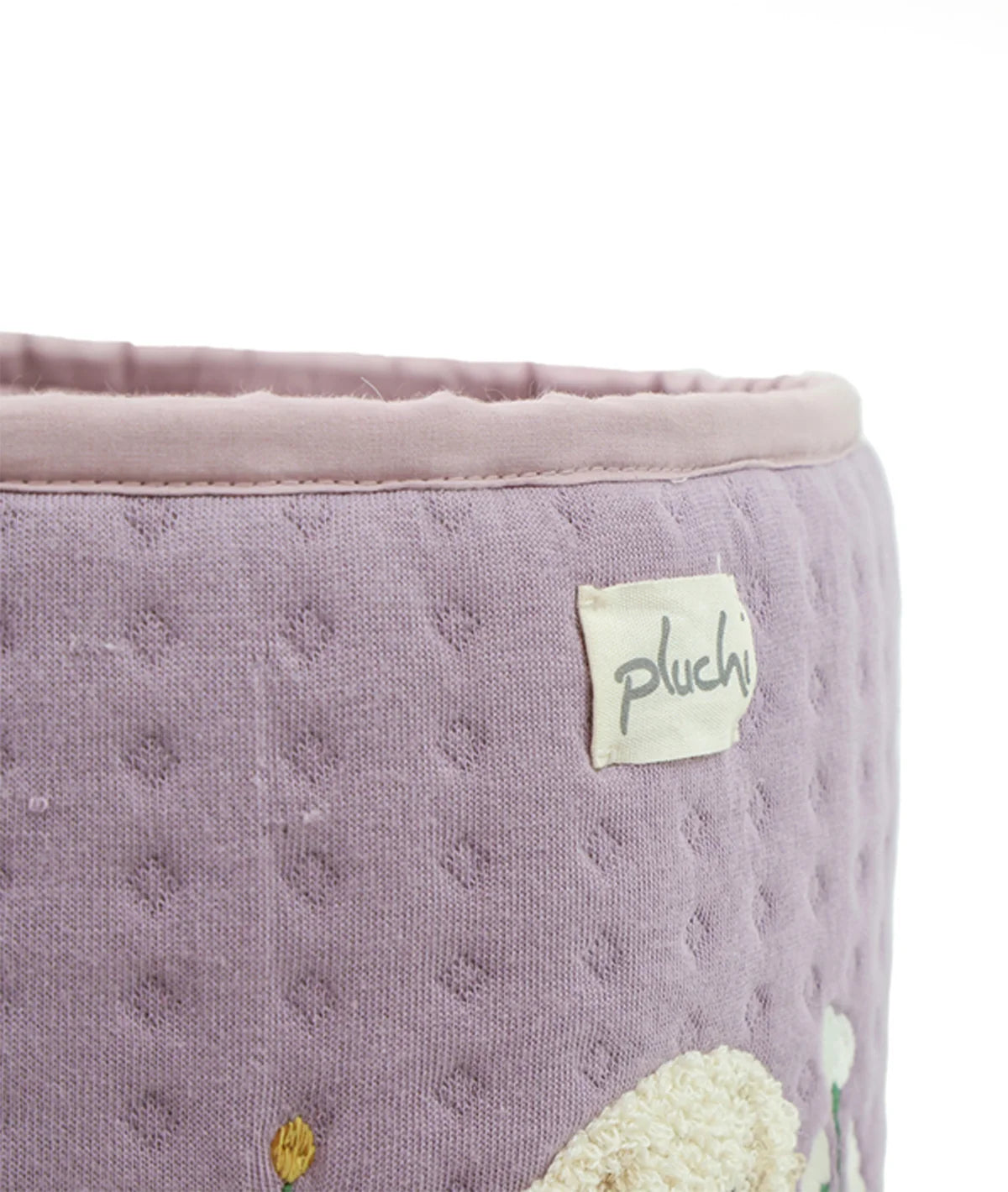 Doggy Lilac Cotton Knitted Quilted Medium Kids Basket