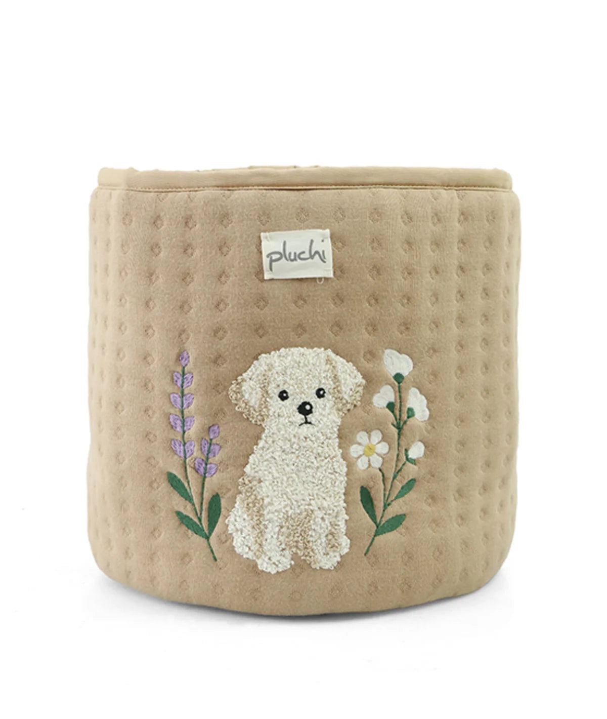 Doggy Mustard Cotton Knitted Quilted Medium Kids Basket