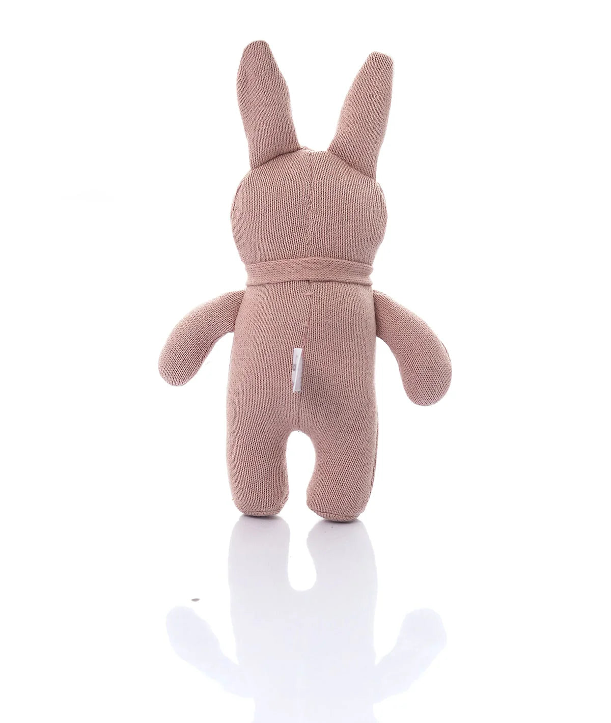 Toto Bear Cotton Knitted Stuffed Soft Rattle Toy (Pink Melange & Natural)