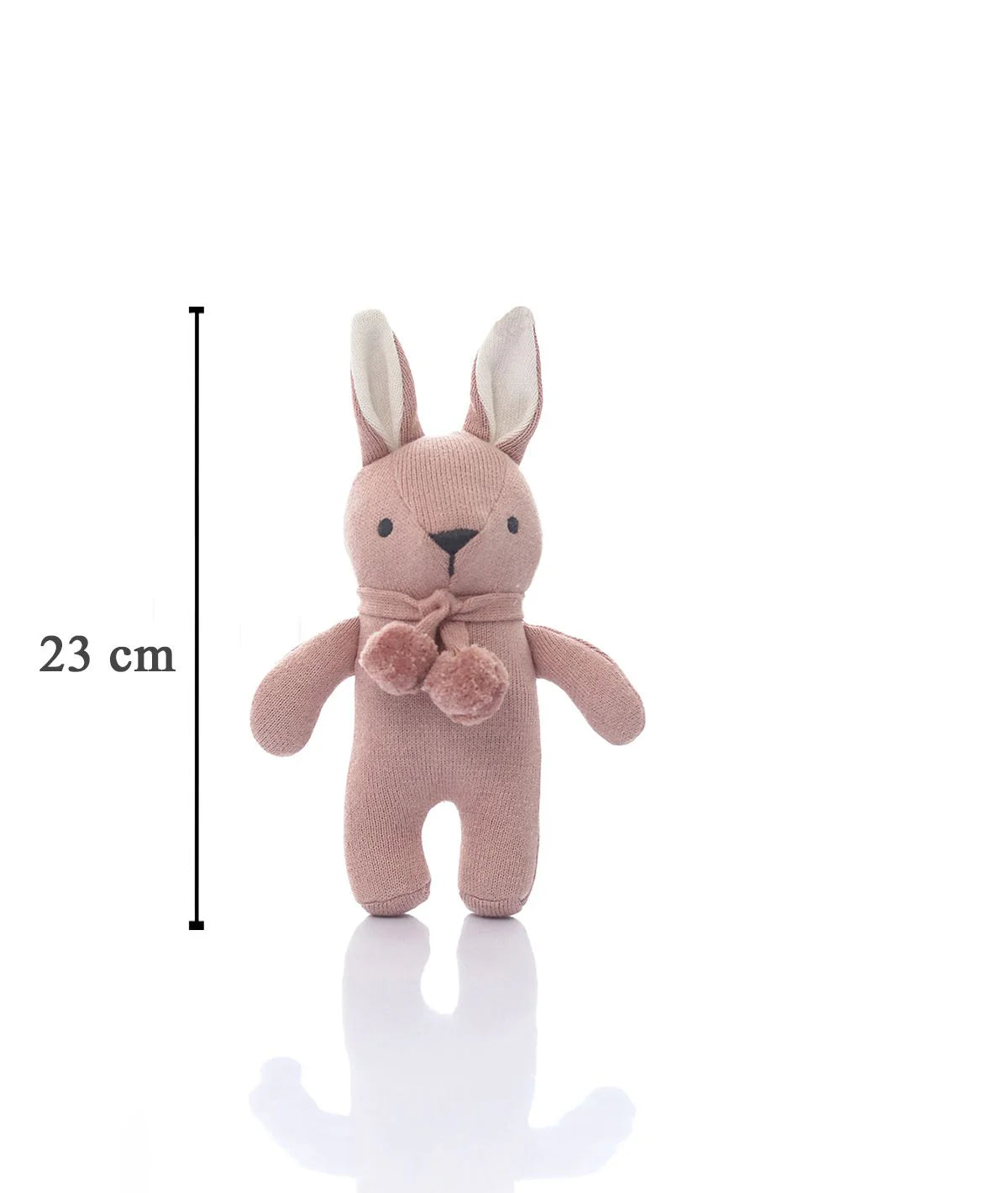Toto Bear Cotton Knitted Stuffed Soft Rattle Toy (Pink Melange & Natural)