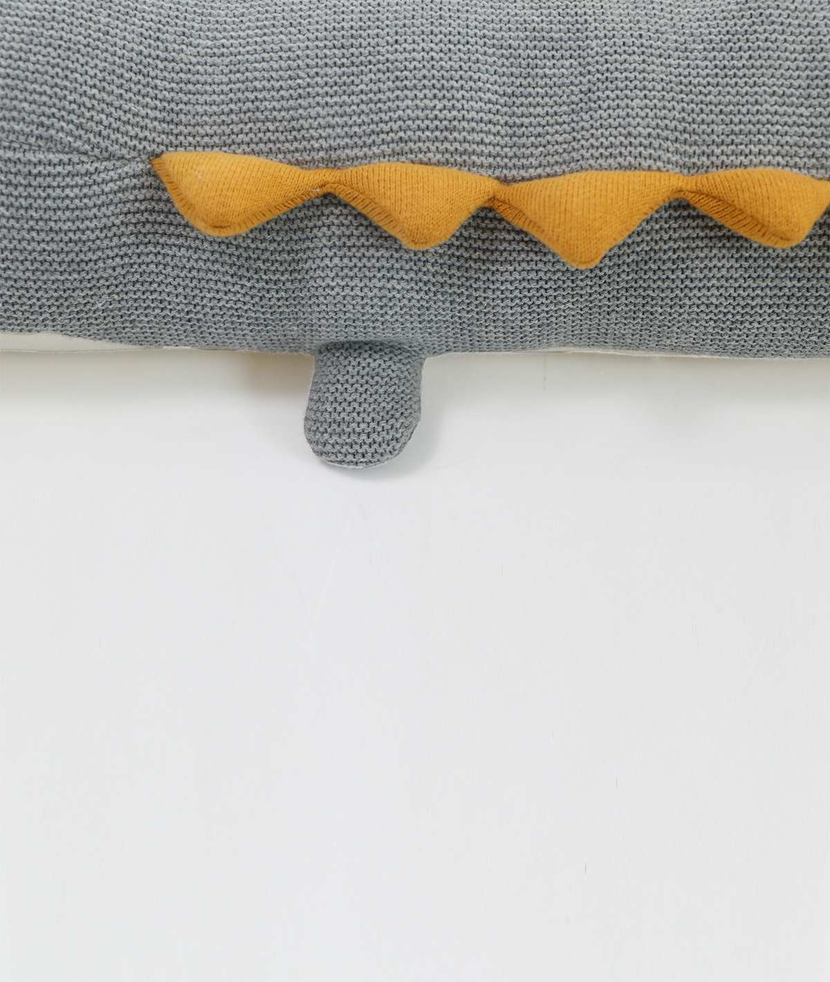 Jaws Crocodile Cotton Knitted Stuffed Soft Toy Light Grey Mel., Pale Whisper & Mustard)