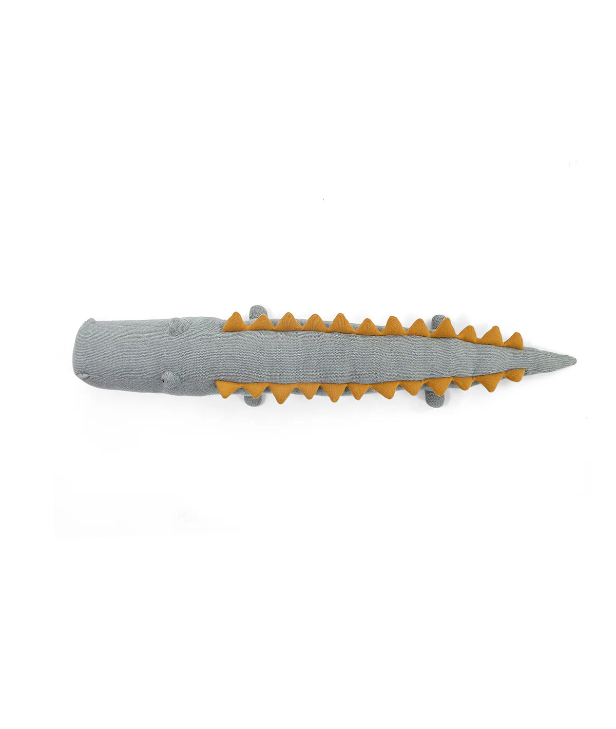 Jaws Crocodile Cotton Knitted Stuffed Soft Toy Light Grey Mel., Pale Whisper & Mustard)