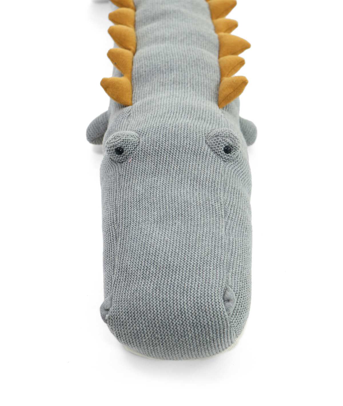 Jaws Crocodile Cotton Knitted Stuffed Soft Toy Light Grey Mel., Pale Whisper & Mustard)