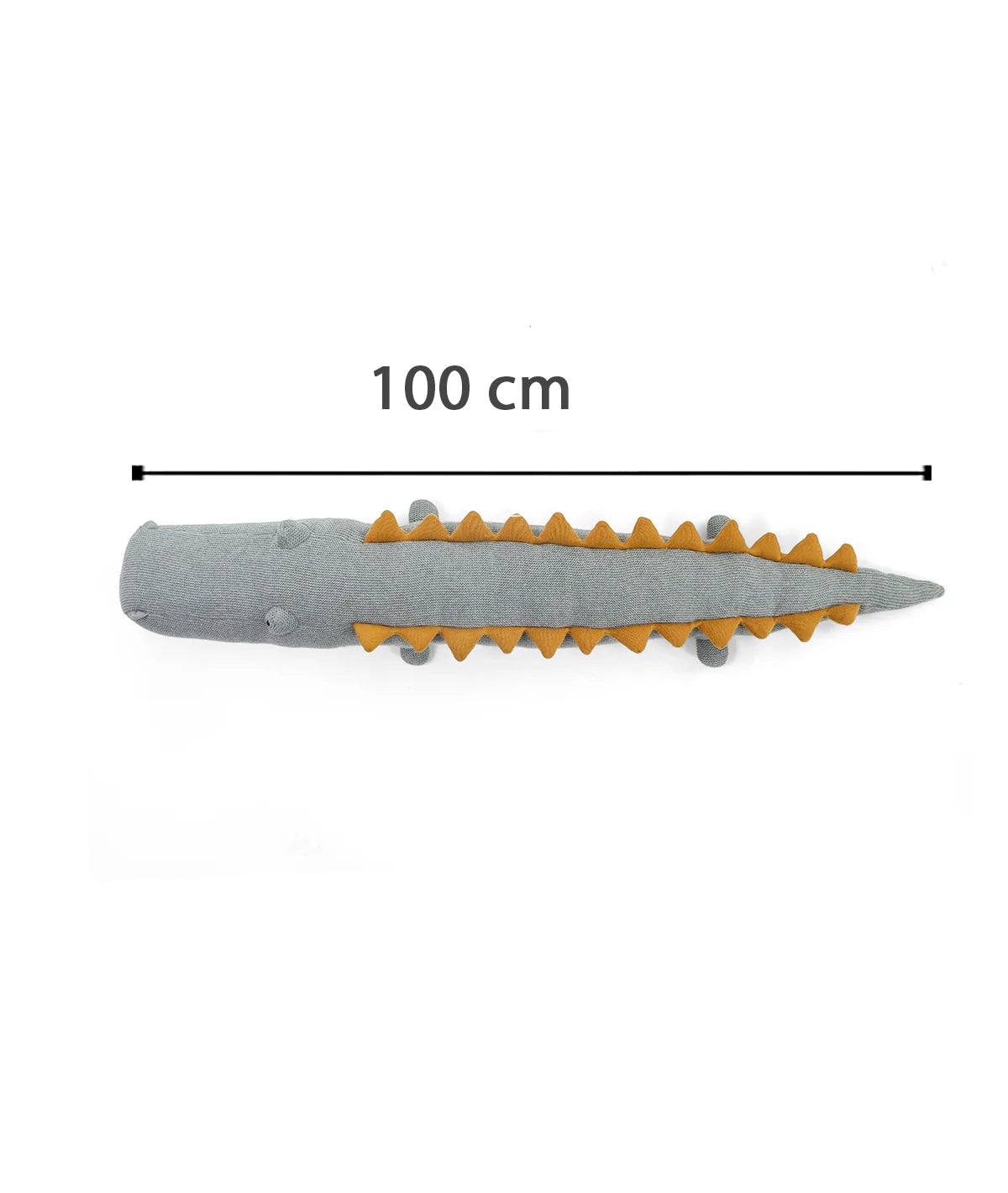 Jaws Crocodile Cotton Knitted Stuffed Soft Toy Light Grey Mel., Pale Whisper & Mustard)