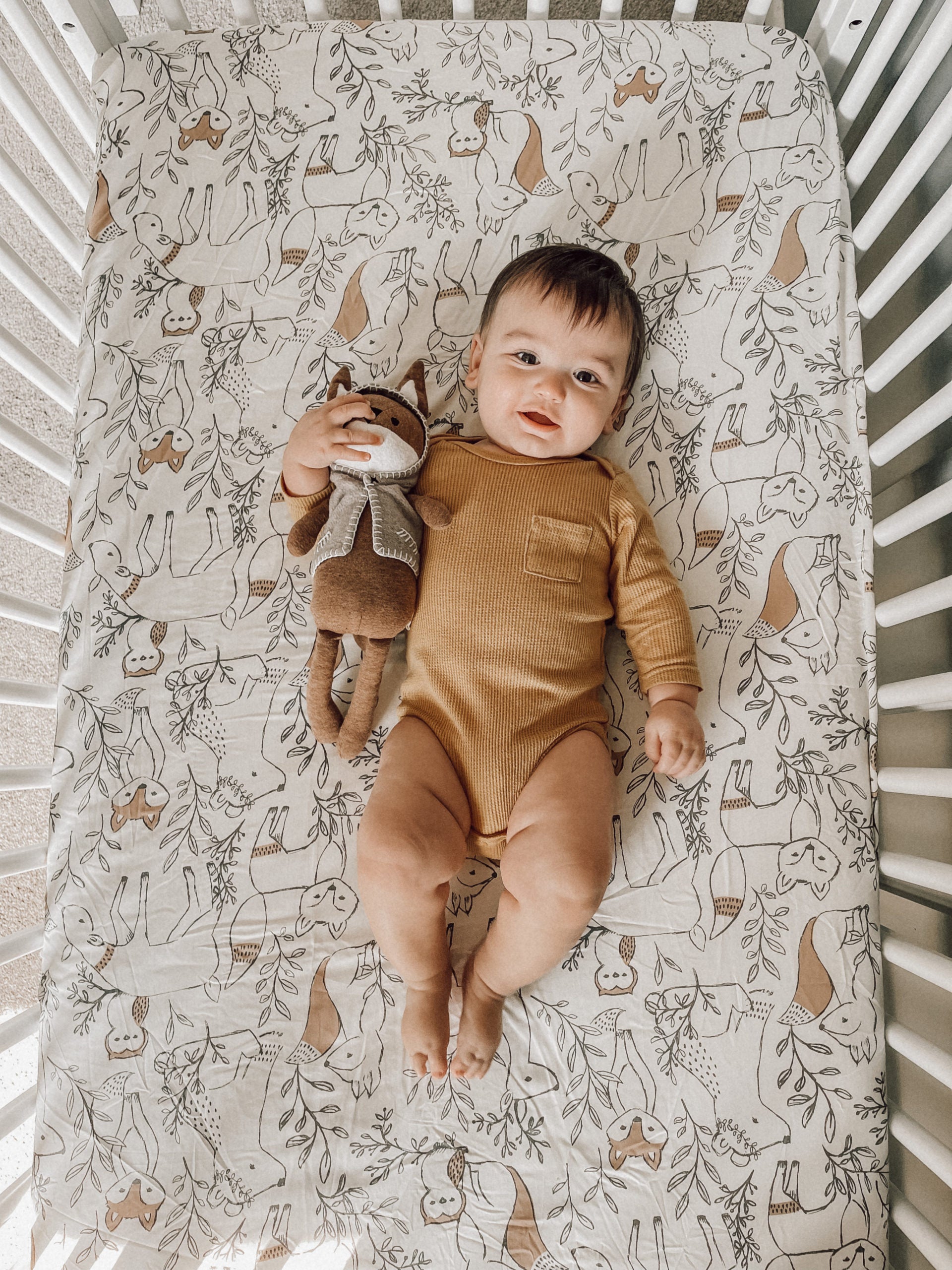 Ezra Crib Fitted Sheet – Woodland