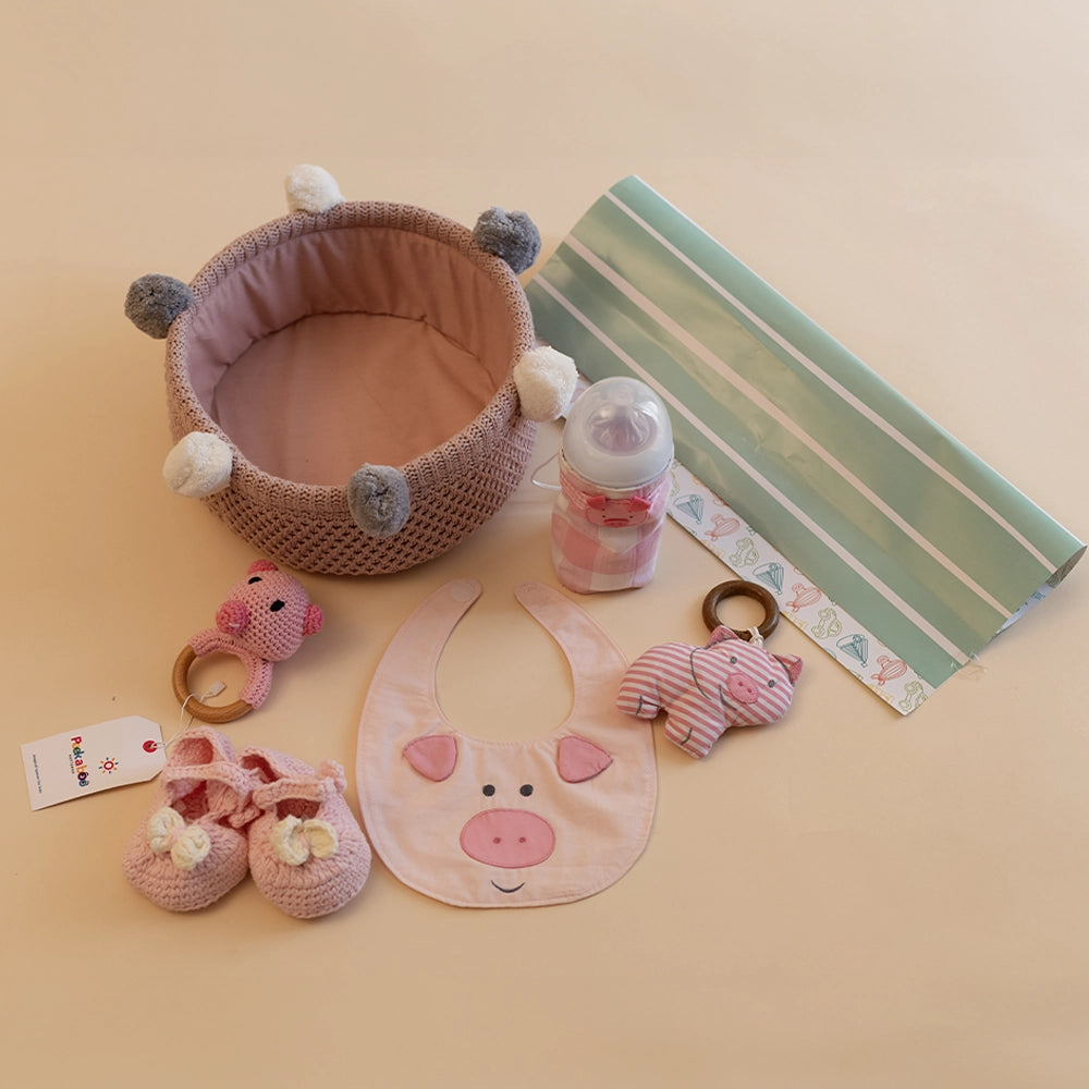 Oink Oink Baby Shower Hamper Set – 6 Pieces