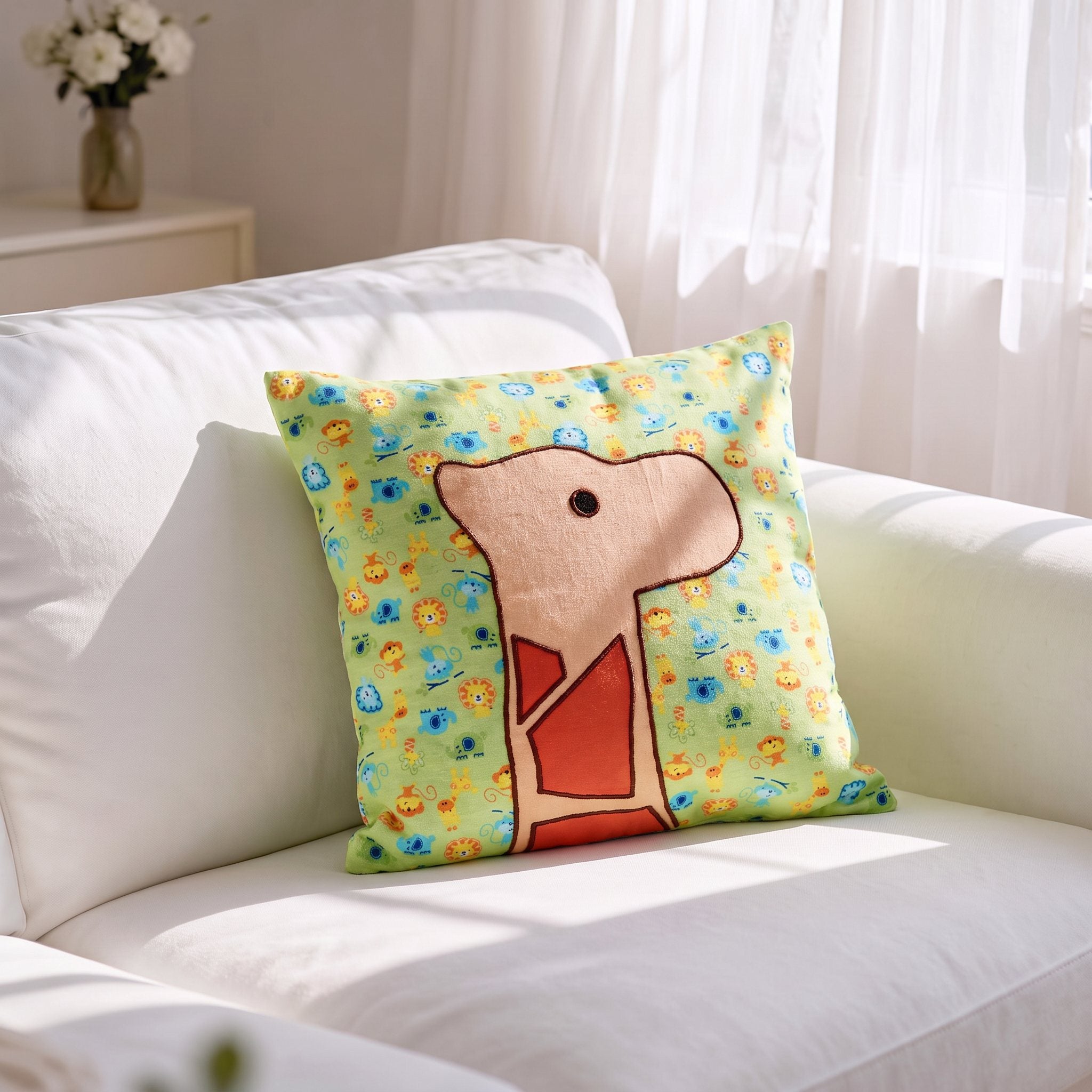 We Love Animals Giraffe 12" x 12" Cushion Cover