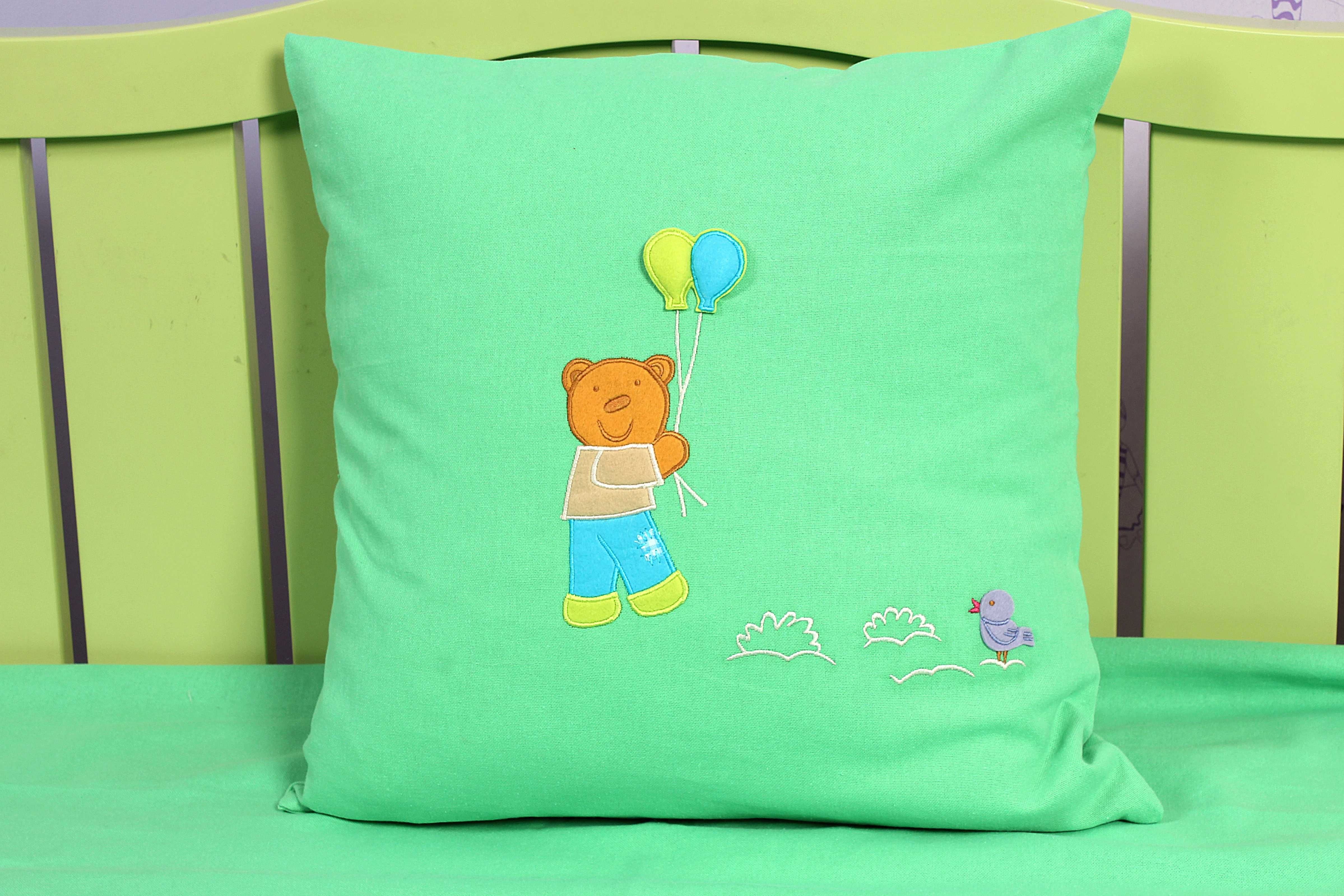 TEDDY BEAR PICNIC-BALLOON 16" x 16" CUSHION COVER