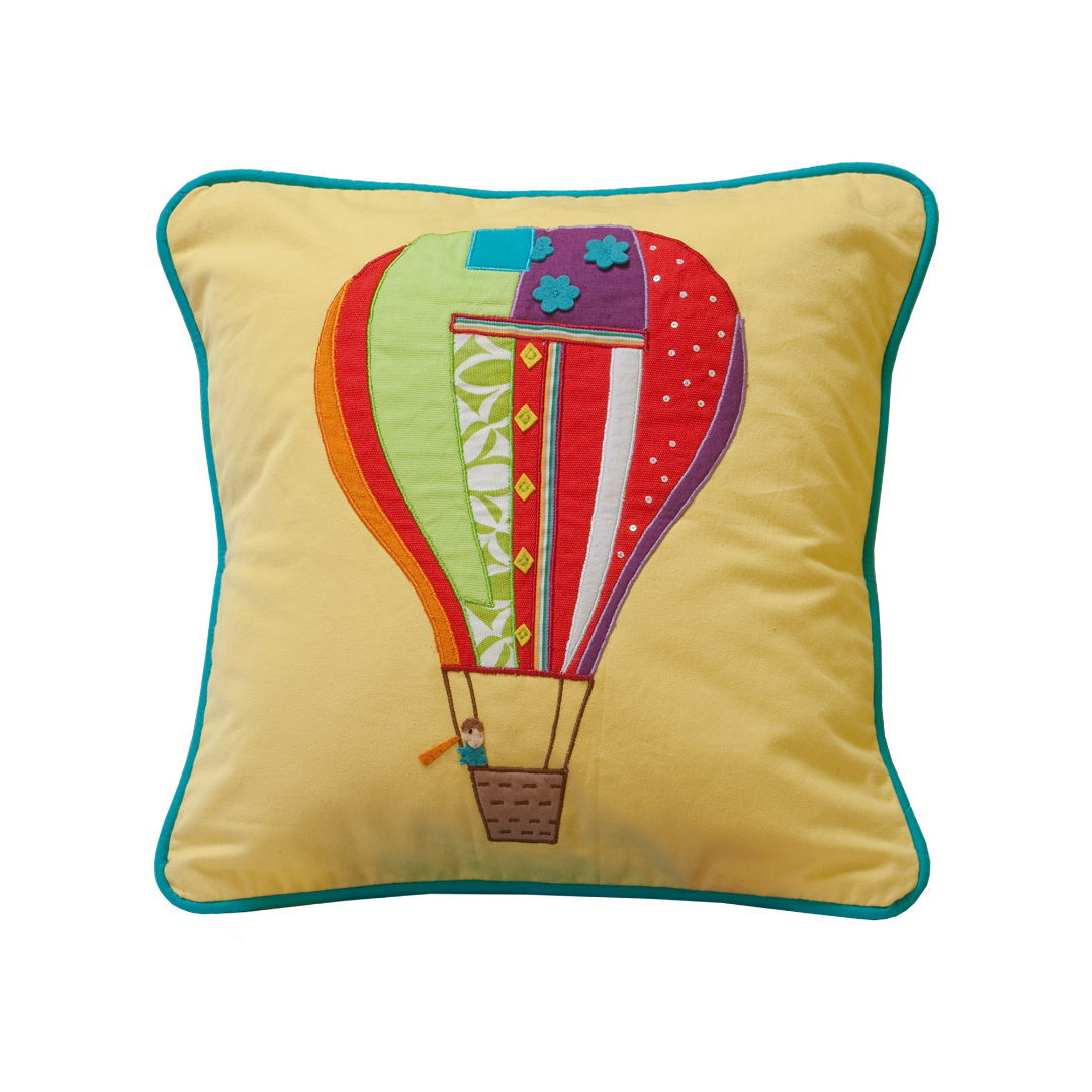 Around The World Hot Air Balloon Around 16" x 16" Cushion Cover