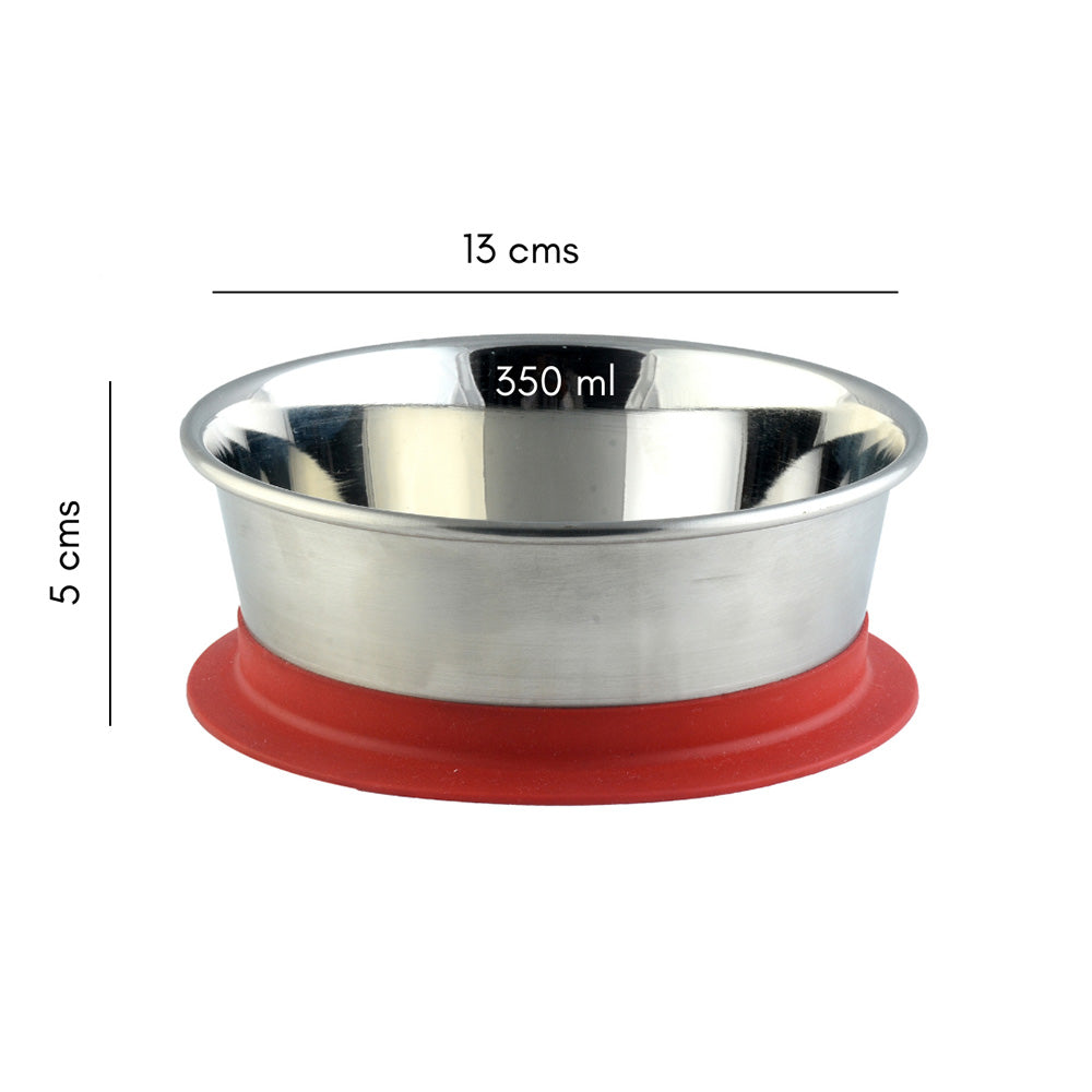 Stainless Steel Bowl with Silicone Suction - Red