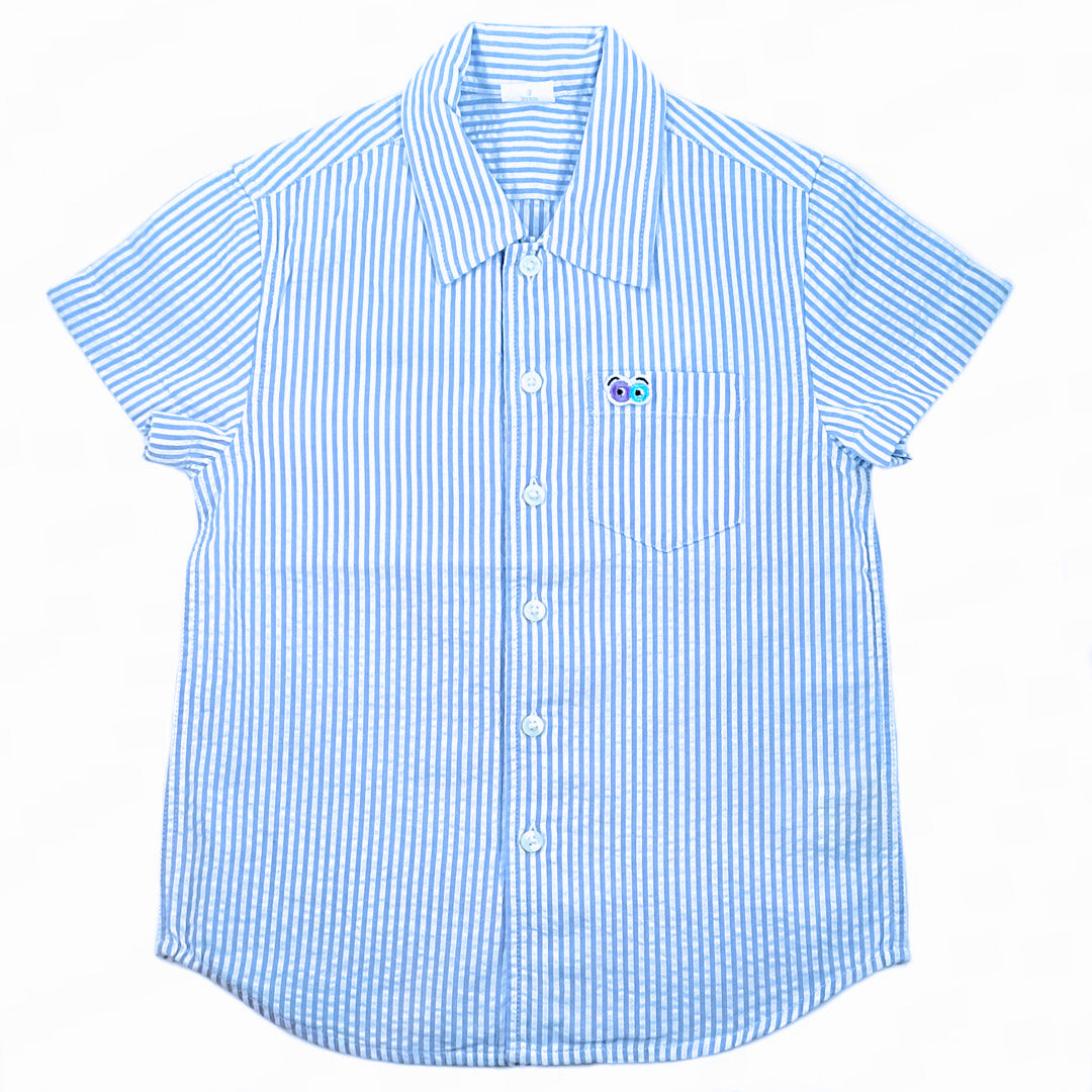 Boys Blue Seersucker Shirt - Peekaboo Patterns